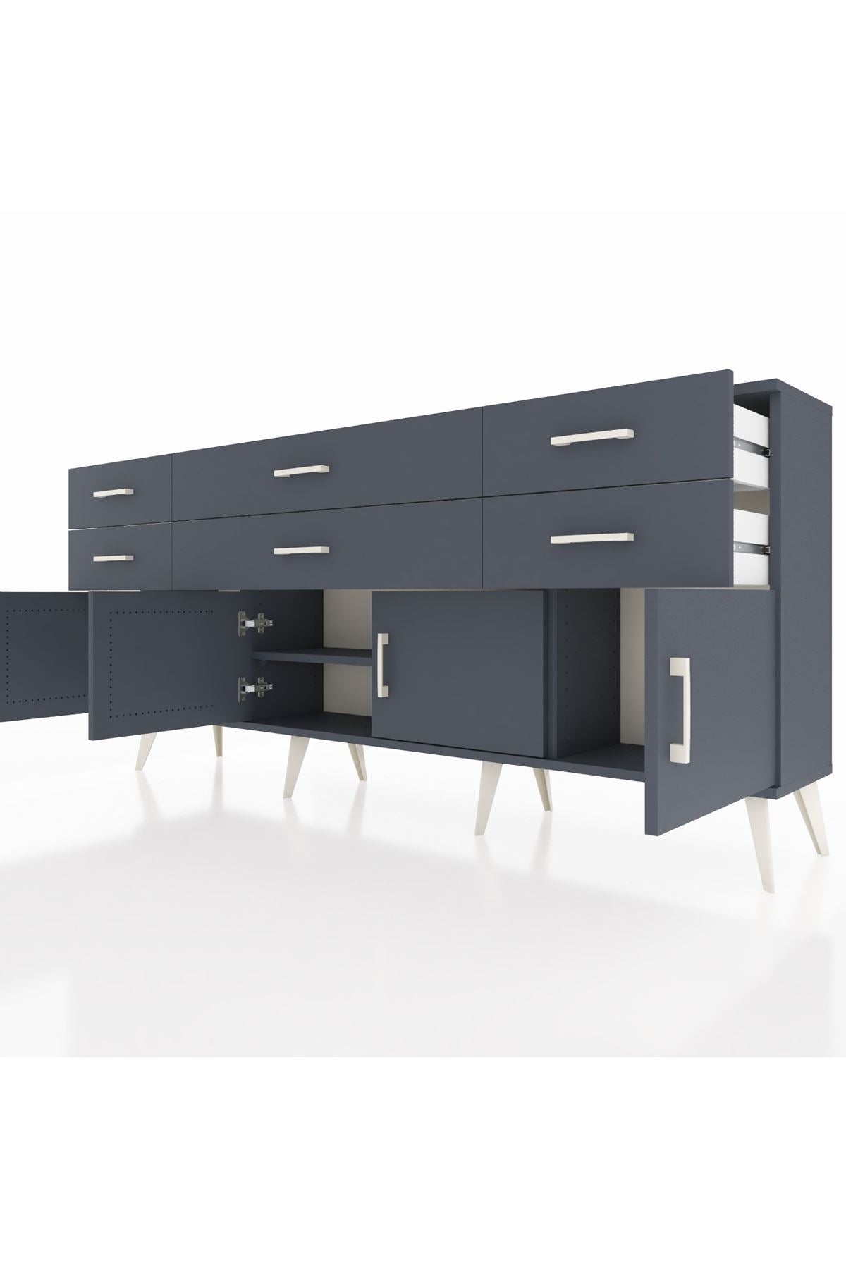 Arges Konsol 2 Raflı 6 Çekmeceli 4 Kapaklı 176x30x83 - S148M003V17A