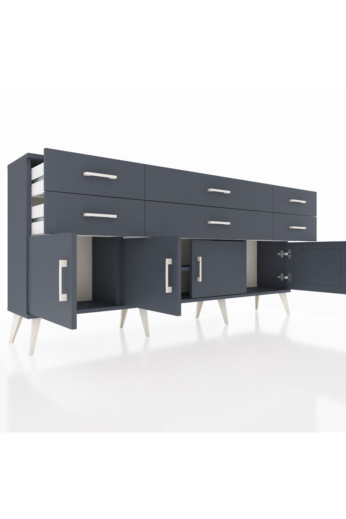 Arges Konsol 2 Raflı 6 Çekmeceli 4 Kapaklı 176x30x83 - S148M003V17A