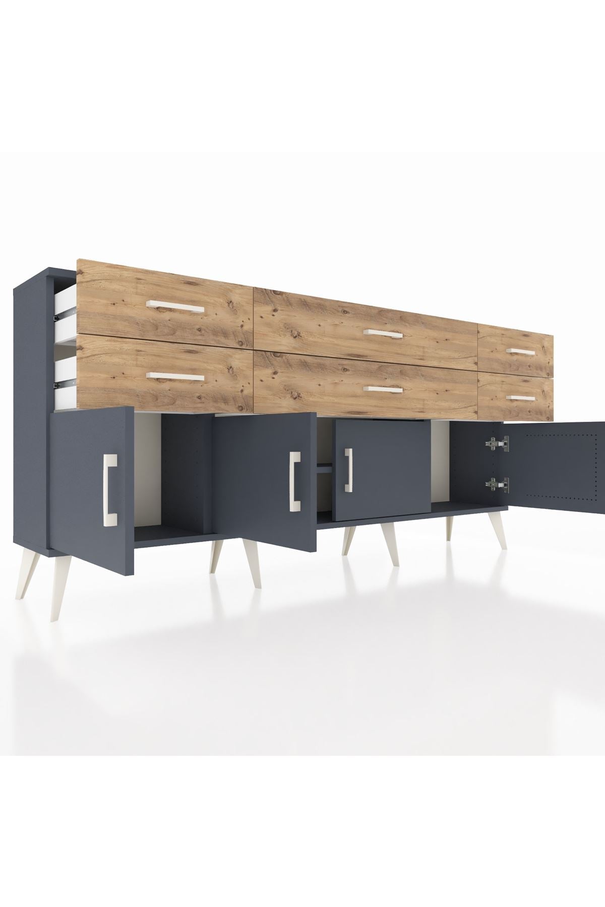 Arges Konsol 2 Raflı 6 Çekmeceli 4 Kapaklı 176x30x83 - S148M003V18A