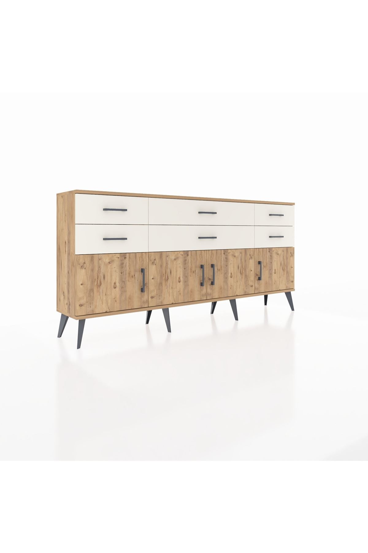 Arges Konsol 2 Raflı 6 Çekmeceli 4 Kapaklı 176x30x83 - S148M003V19A