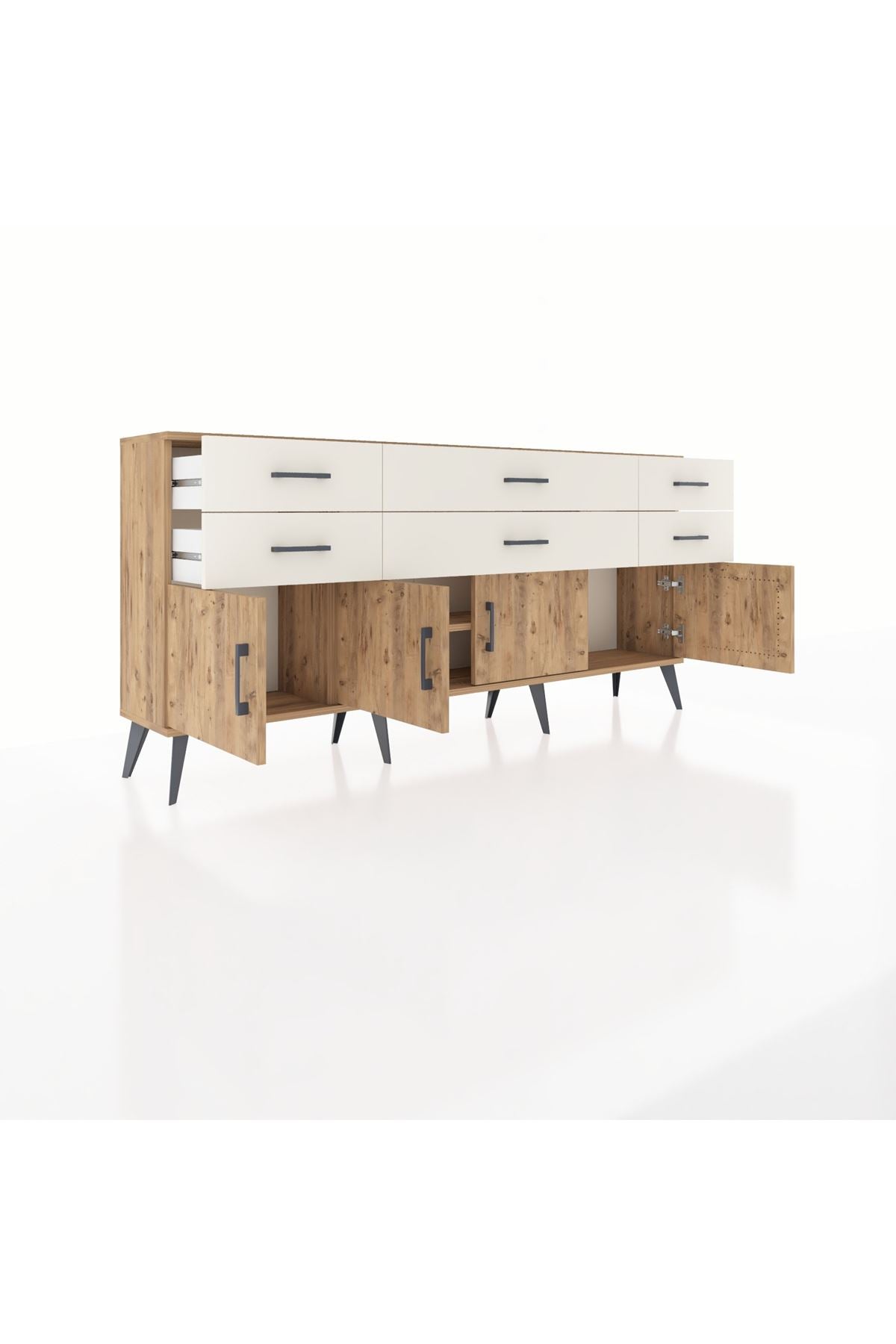 Arges Konsol 2 Raflı 6 Çekmeceli 4 Kapaklı 176x30x83 - S148M003V19A