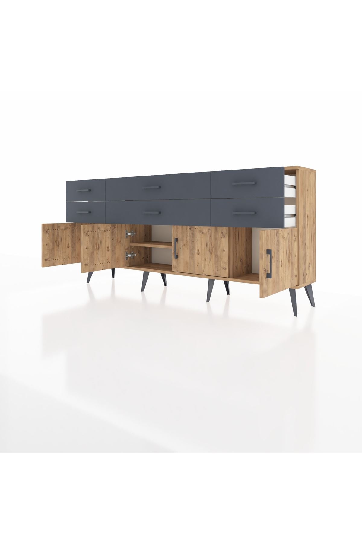 Arges Konsol 2 Raflı 6 Çekmeceli 4 Kapaklı 176x30x83 - S148M003V20A