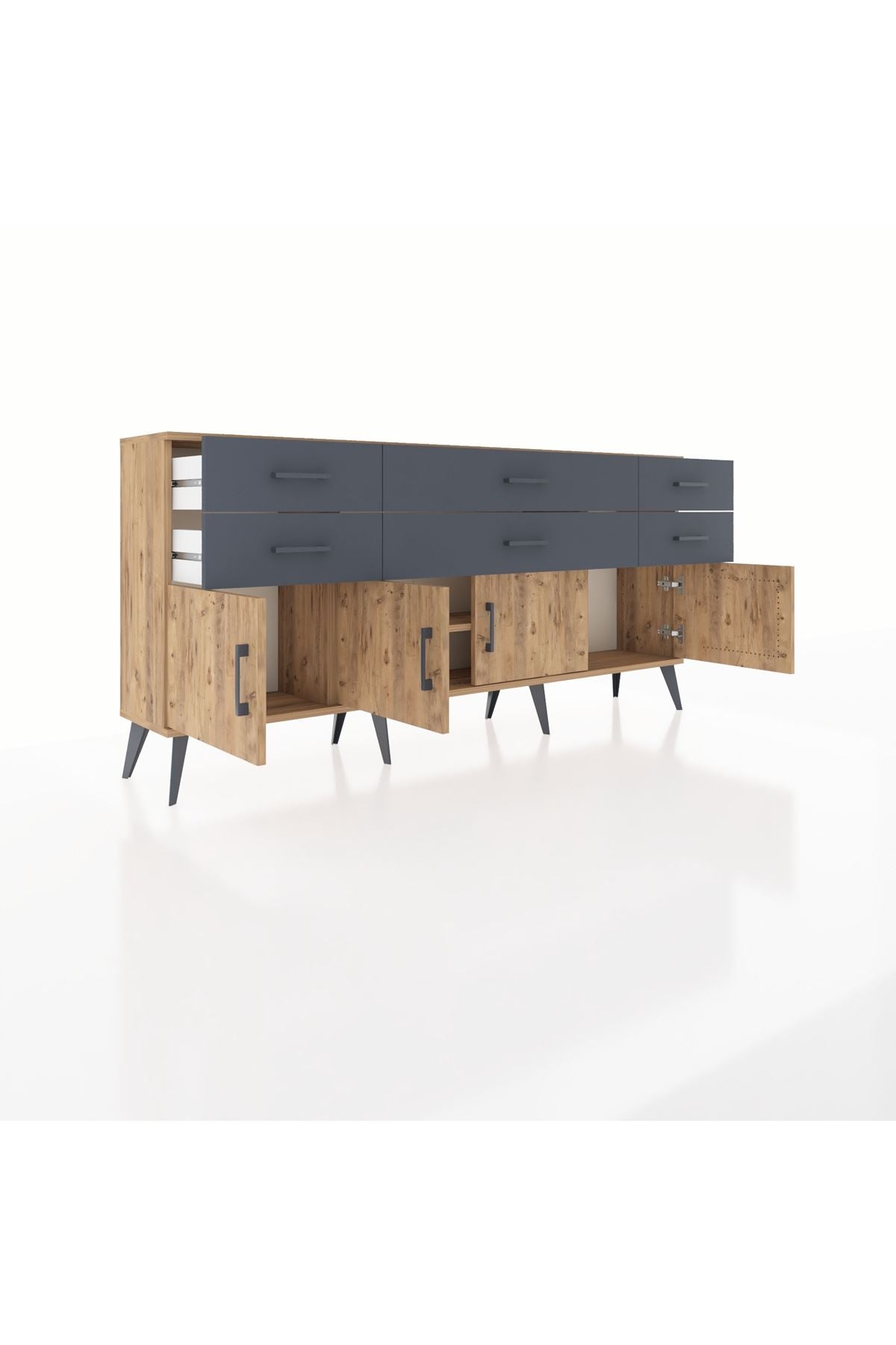 Arges Konsol 2 Raflı 6 Çekmeceli 4 Kapaklı 176x30x83 - S148M003V20A