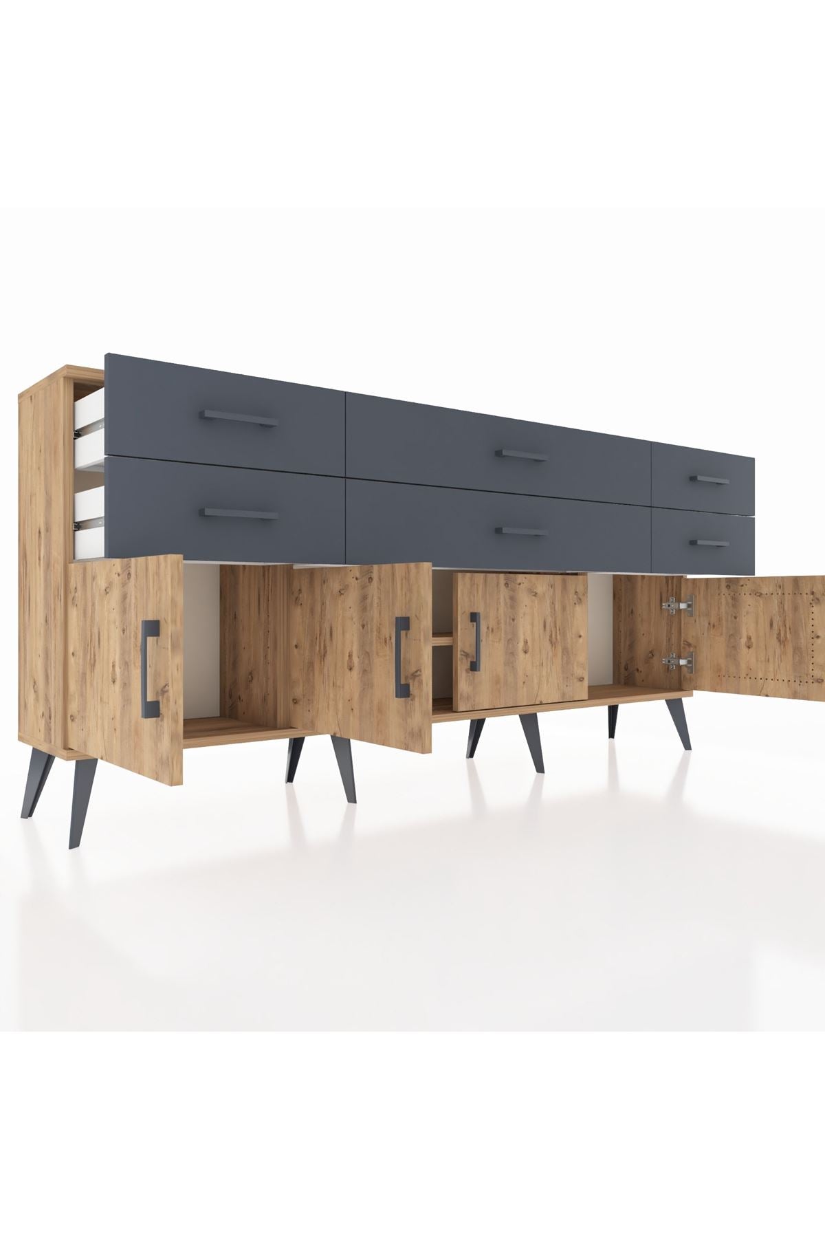 Arges Konsol 2 Raflı 6 Çekmeceli 4 Kapaklı 176x30x83 - S148M003V20A