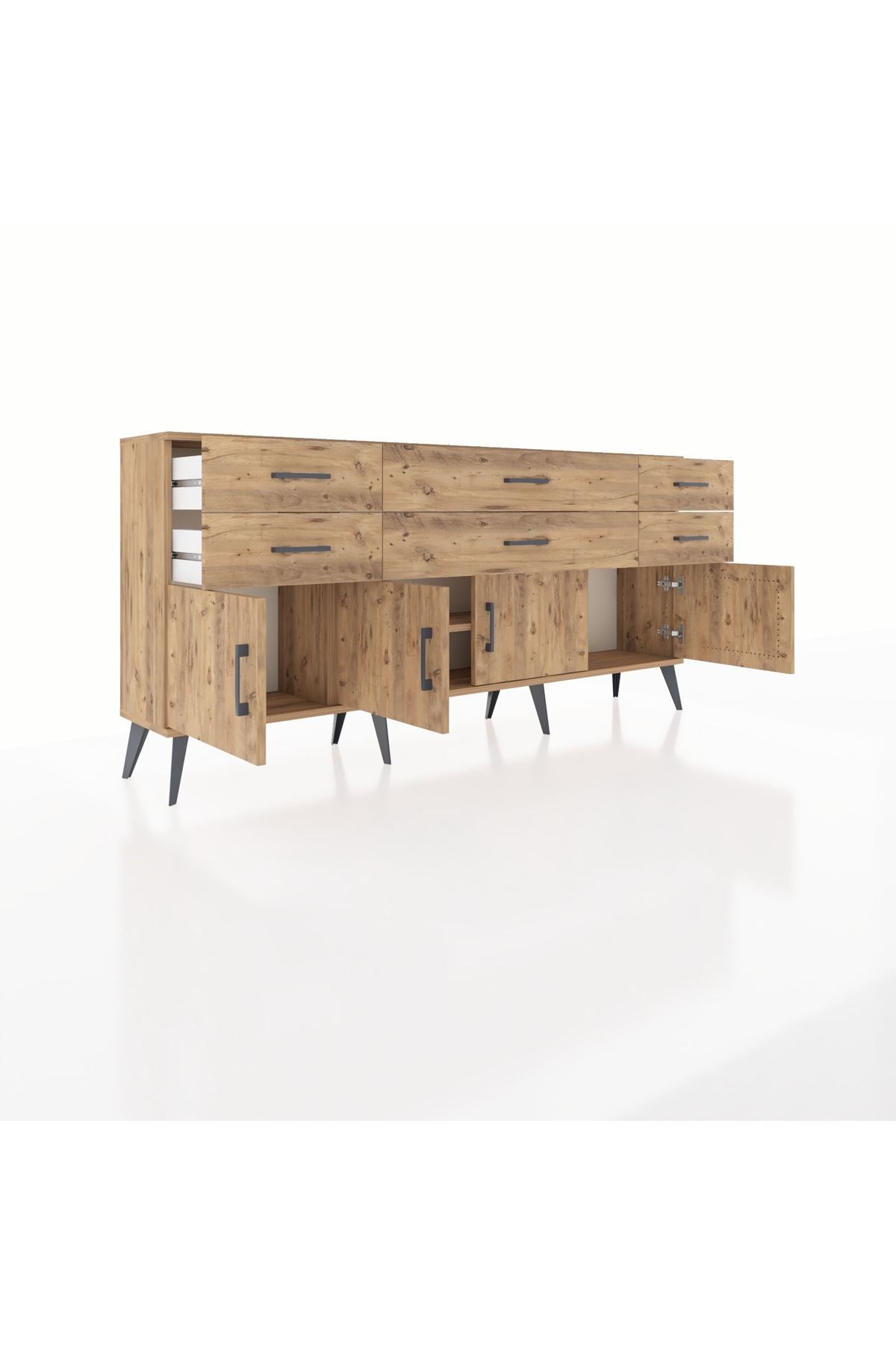 Arges Konsol 2 Raflı 6 Çekmeceli 4 Kapaklı 176x30x83 - S148M003V21A