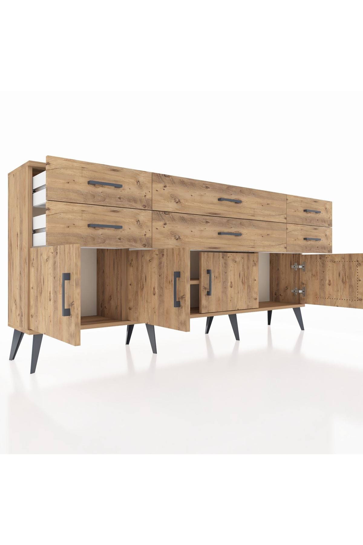 Arges Konsol 2 Raflı 6 Çekmeceli 4 Kapaklı 176x30x83 - S148M003V21A