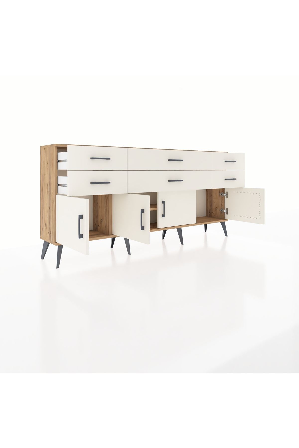 Arges Konsol 2 Raflı 6 Çekmeceli 4 Kapaklı 176x30x83 - S148M003V22A