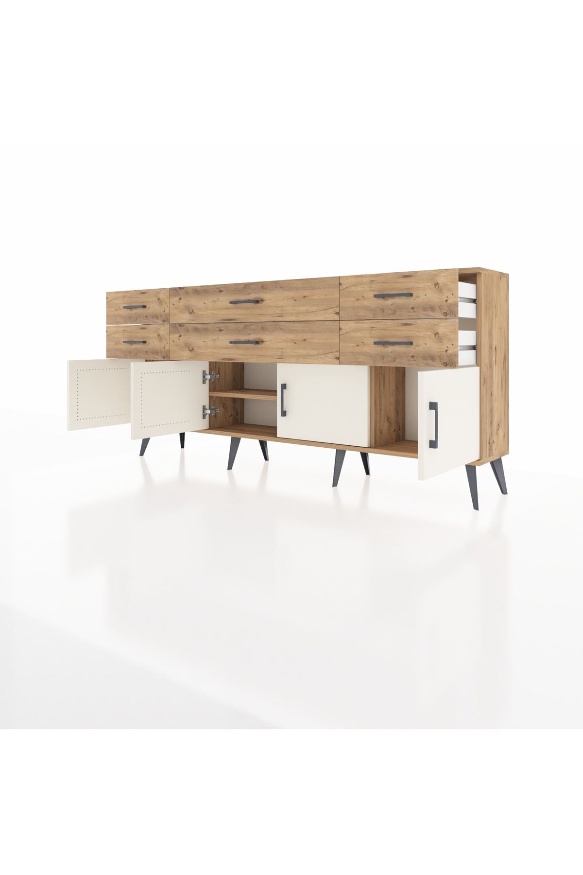 Arges Konsol 2 Raflı 6 Çekmeceli 4 Kapaklı 176x30x83 - S148M003V24A