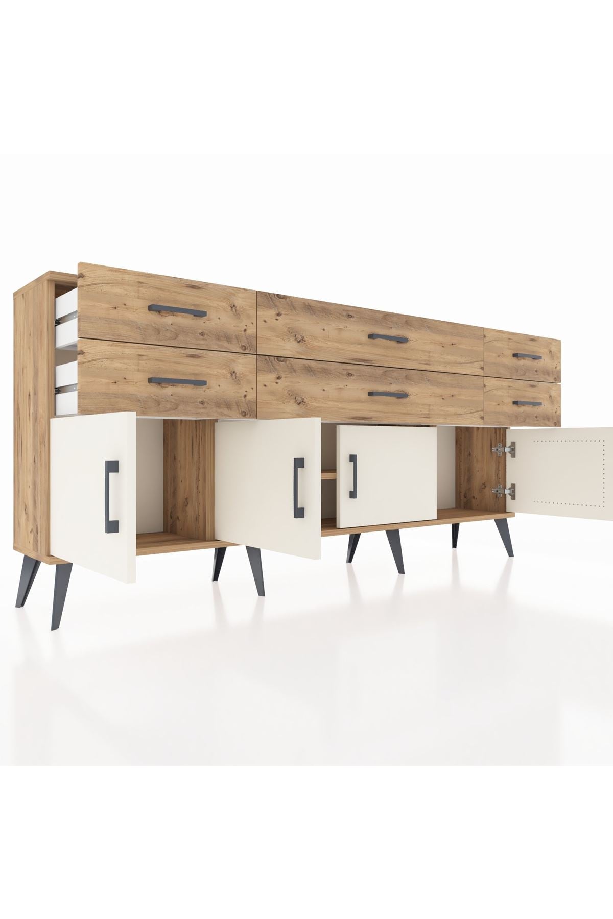 Arges Konsol 2 Raflı 6 Çekmeceli 4 Kapaklı 176x30x83 - S148M003V24A