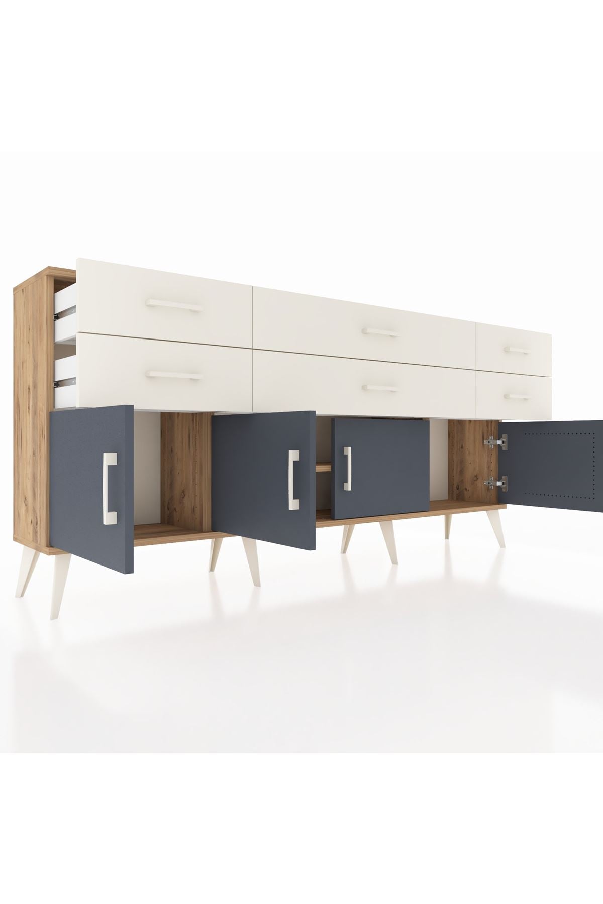 Arges Konsol 2 Raflı 6 Çekmeceli 4 Kapaklı 176x30x83 - S148M003V25A