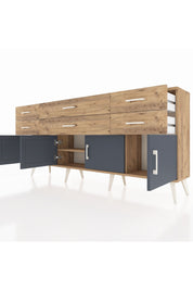 Arges Konsol 2 Raflı 6 Çekmeceli 4 Kapaklı 176x30x83 - S148M003V27A
