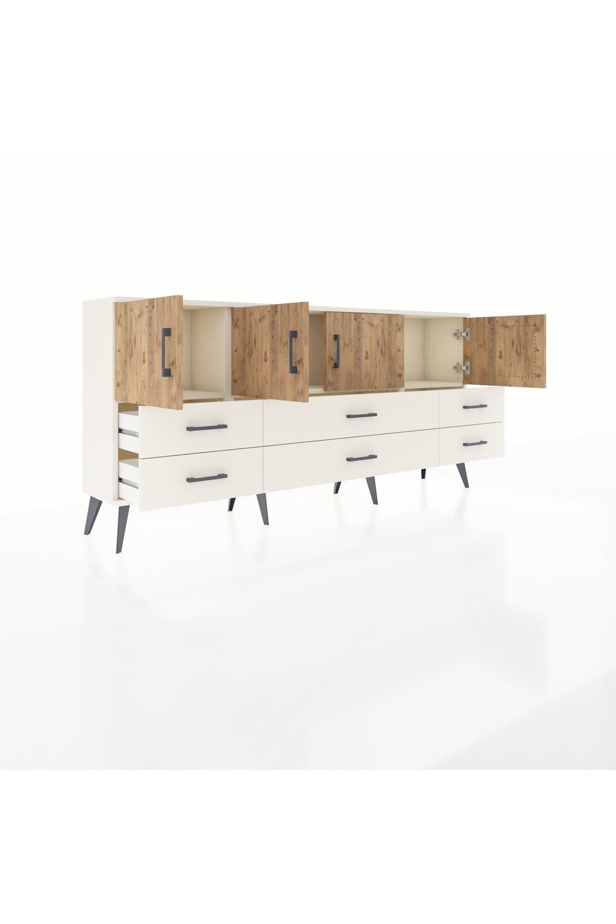 Arges Konsol 3 Raflı 6 Çekmeceli 4 Kapaklı 176x30x83 - S148M004V01A