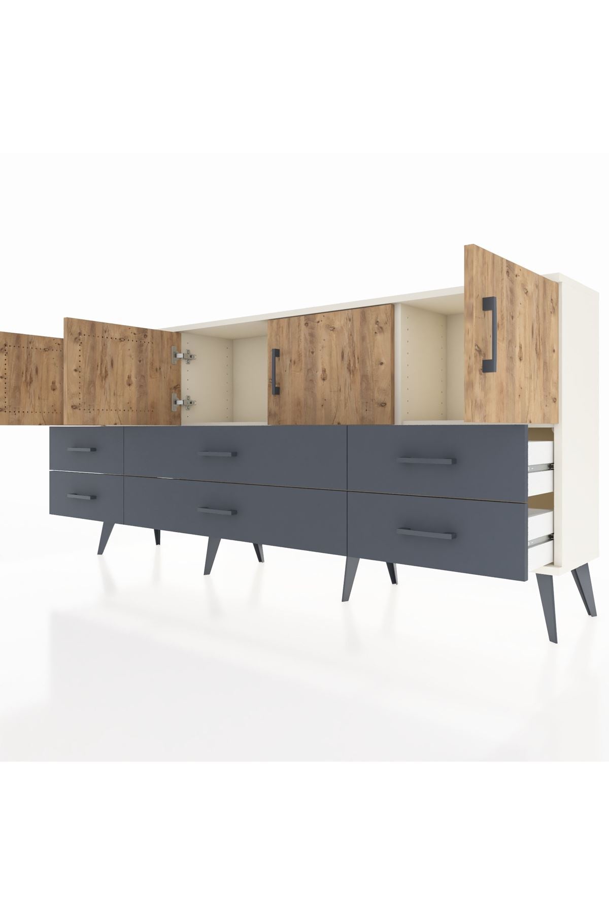 Arges Konsol 3 Raflı 6 Çekmeceli 4 Kapaklı 176x30x83 - S148M004V02A