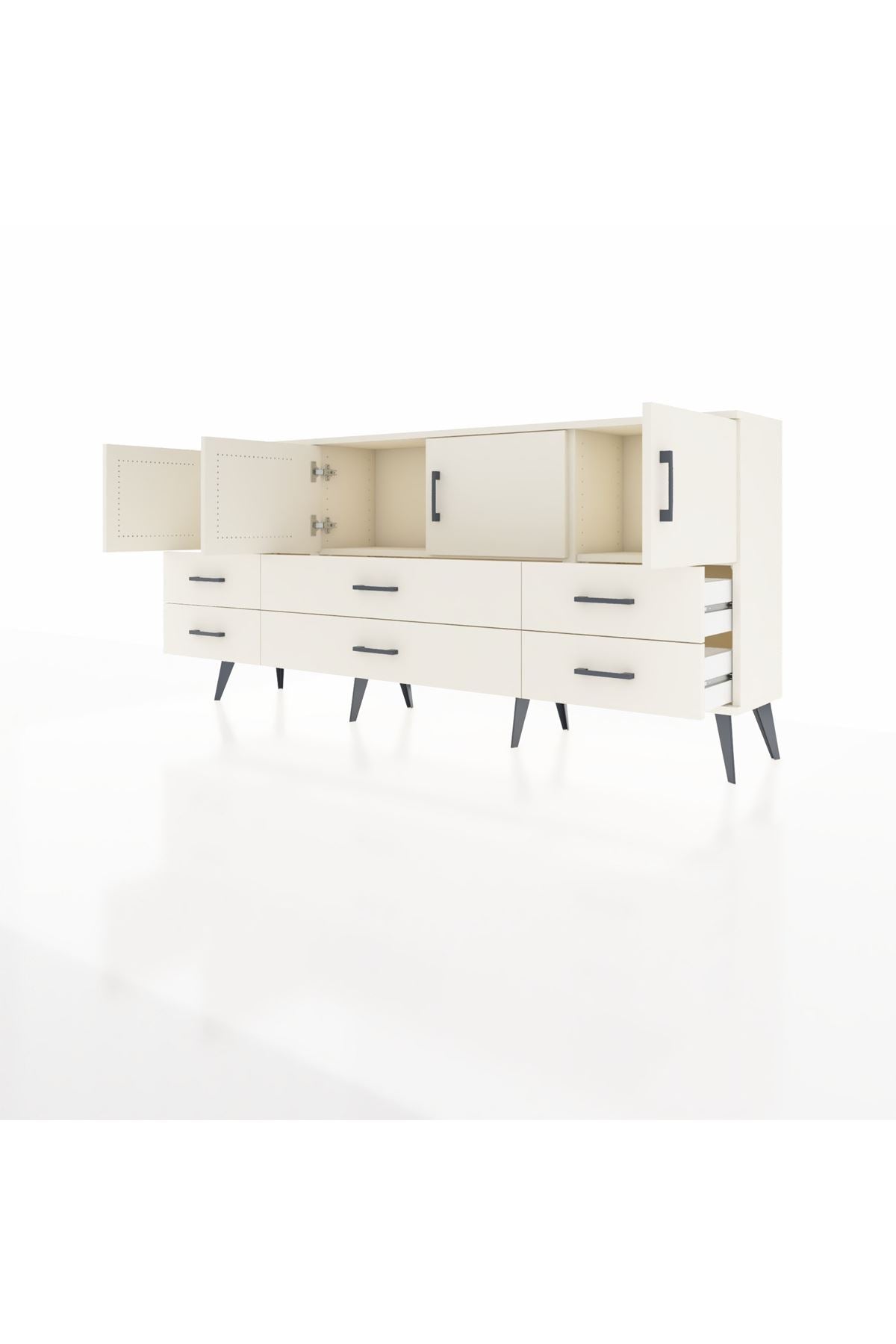 Arges Konsol 3 Raflı 6 Çekmeceli 4 Kapaklı 176x30x83 - S148M004V04A