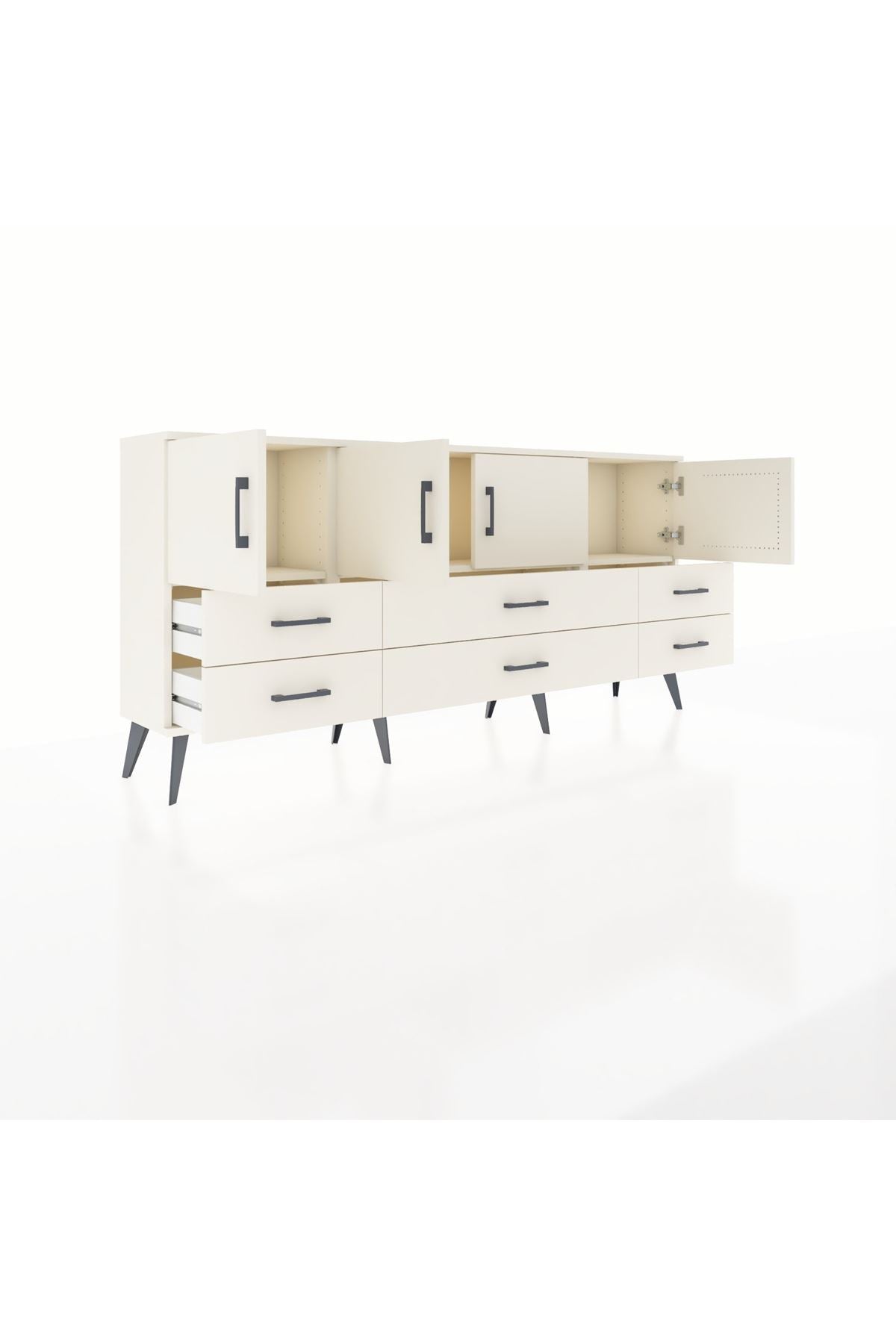 Arges Konsol 3 Raflı 6 Çekmeceli 4 Kapaklı 176x30x83 - S148M004V04A