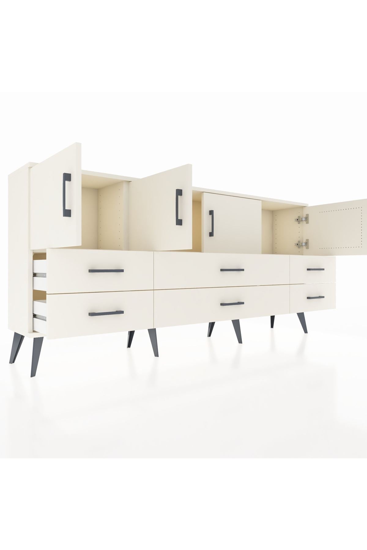 Arges Konsol 3 Raflı 6 Çekmeceli 4 Kapaklı 176x30x83 - S148M004V04A