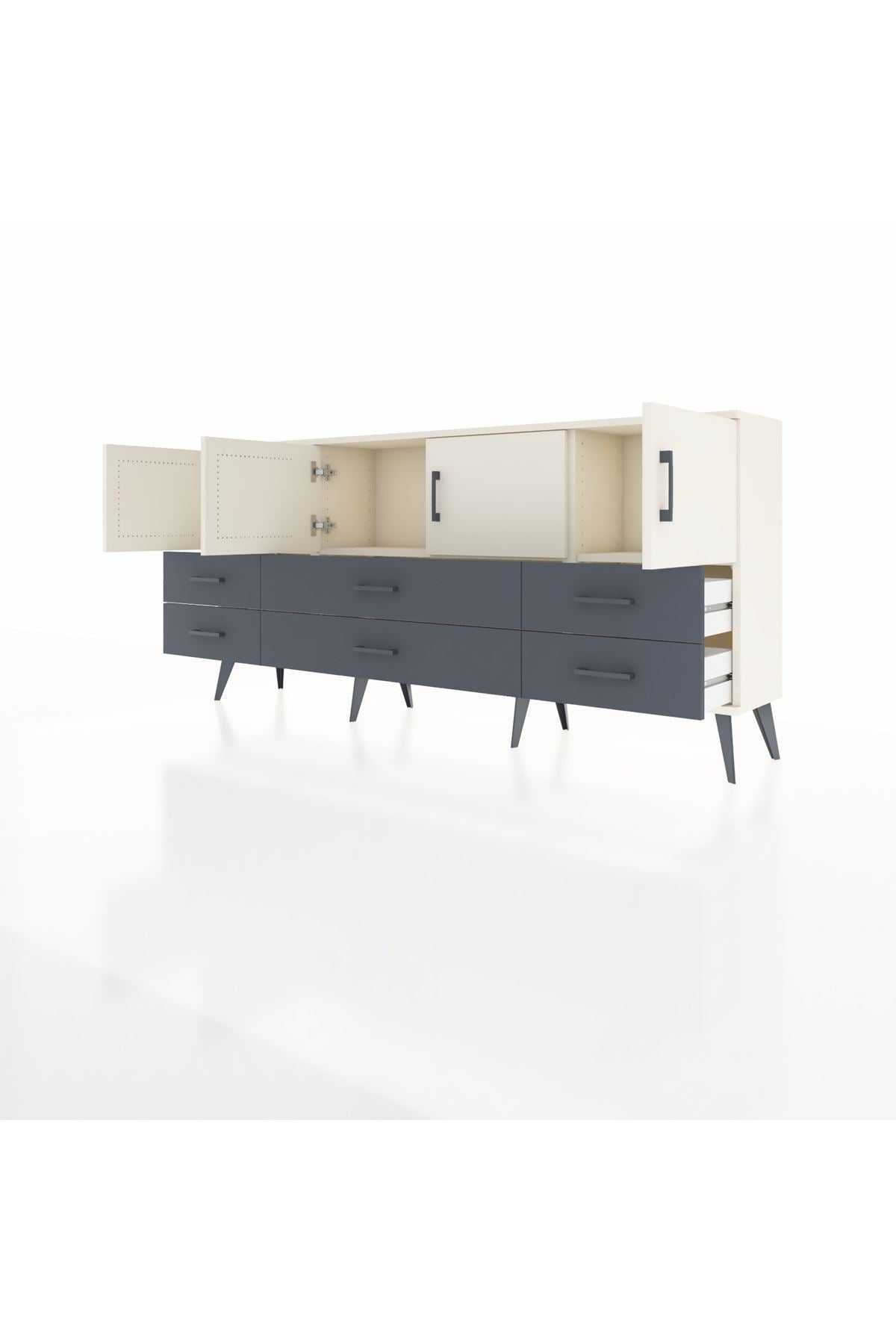Arges Konsol 3 Raflı 6 Çekmeceli 4 Kapaklı 176x30x83 - S148M004V05A