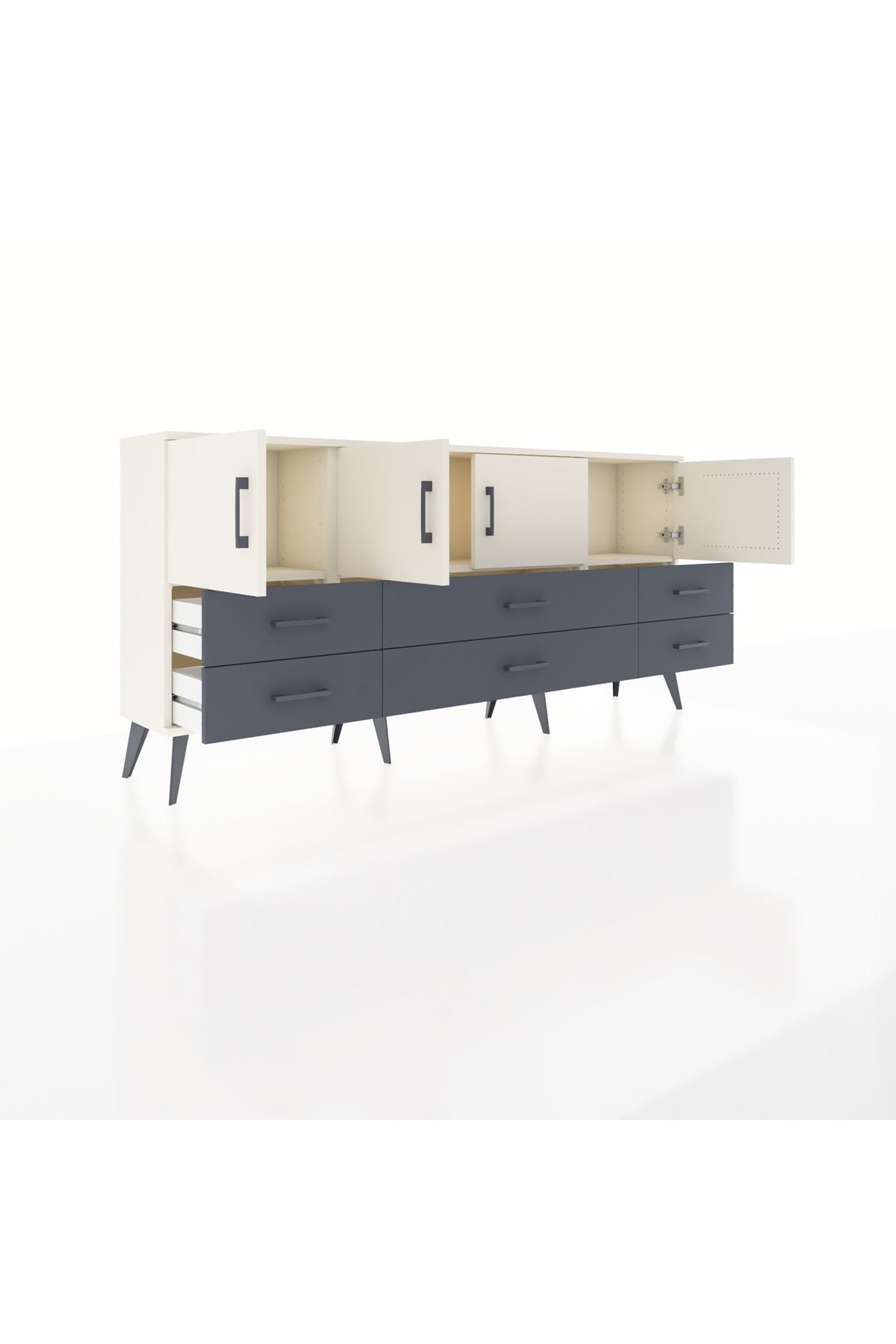 Arges Konsol 3 Raflı 6 Çekmeceli 4 Kapaklı 176x30x83 - S148M004V05A