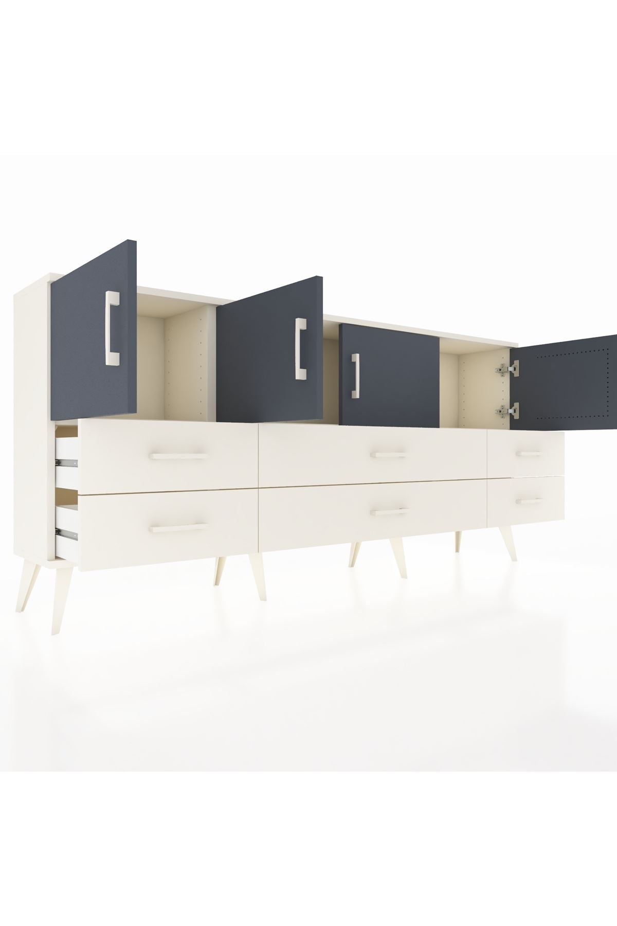 Arges Konsol 3 Raflı 6 Çekmeceli 4 Kapaklı 176x30x83 - S148M004V07A