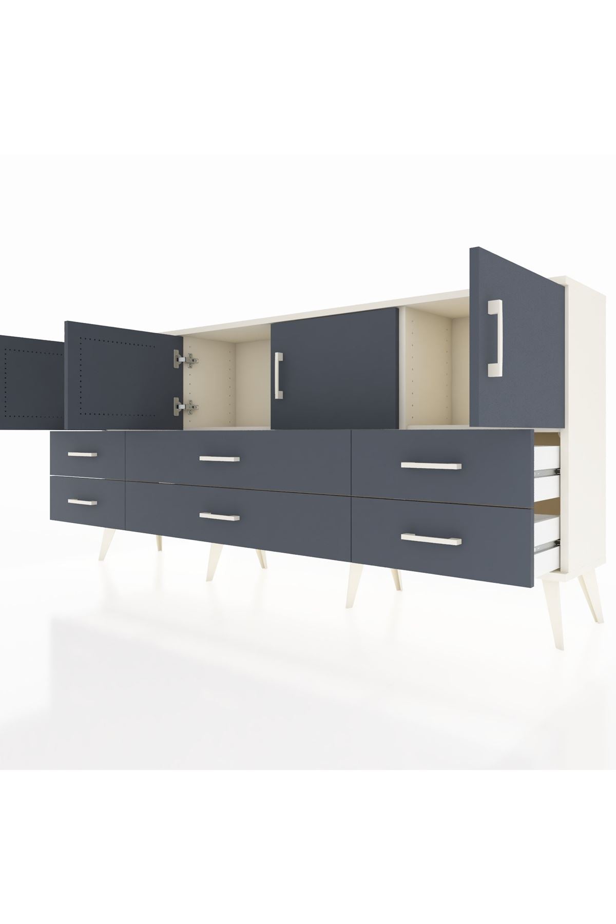 Arges Konsol 3 Raflı 6 Çekmeceli 4 Kapaklı 176x30x83 - S148M004V08A