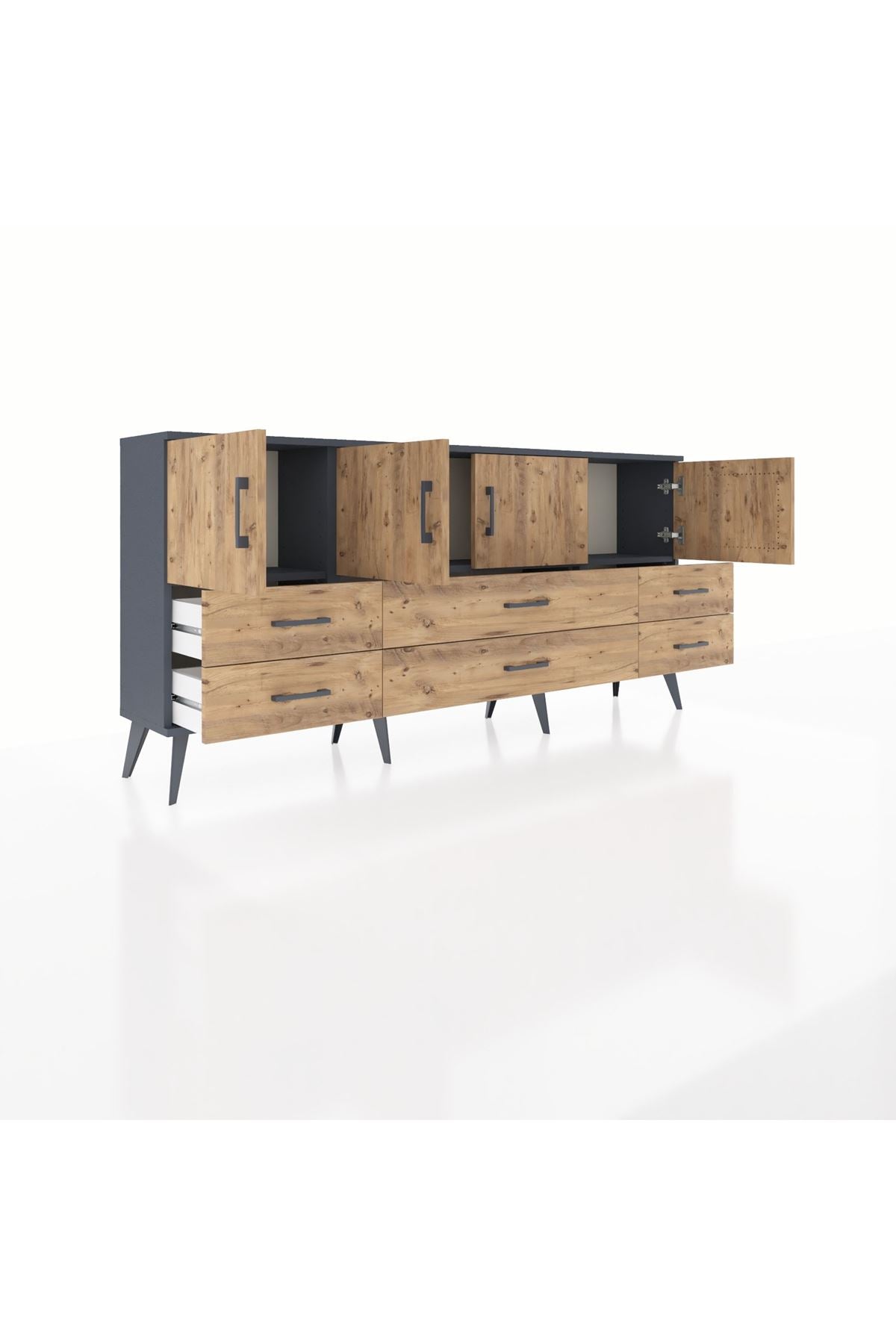 Arges Konsol 3 Raflı 6 Çekmeceli 4 Kapaklı 176x30x83 - S148M004V12A