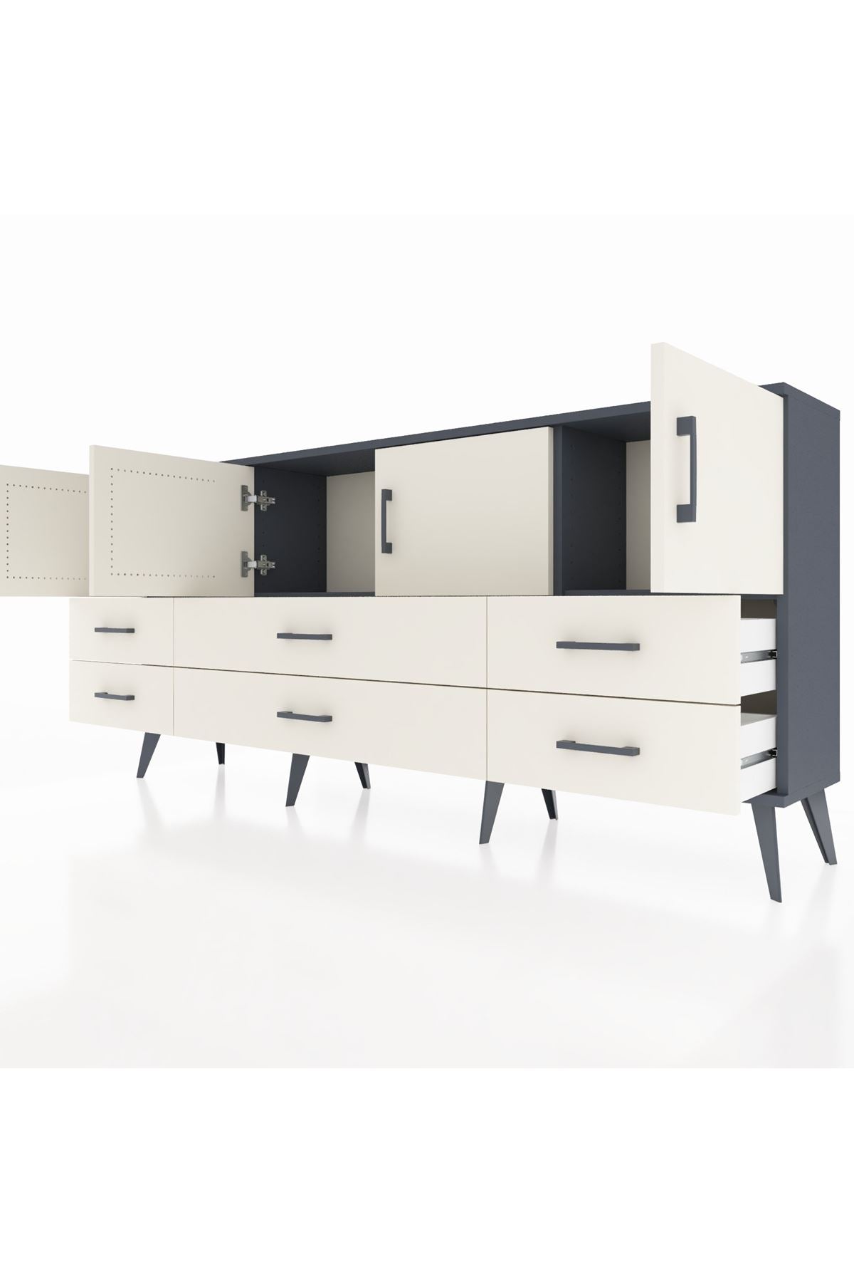 Arges Konsol 3 Raflı 6 Çekmeceli 4 Kapaklı 176x30x83 - S148M004V13A