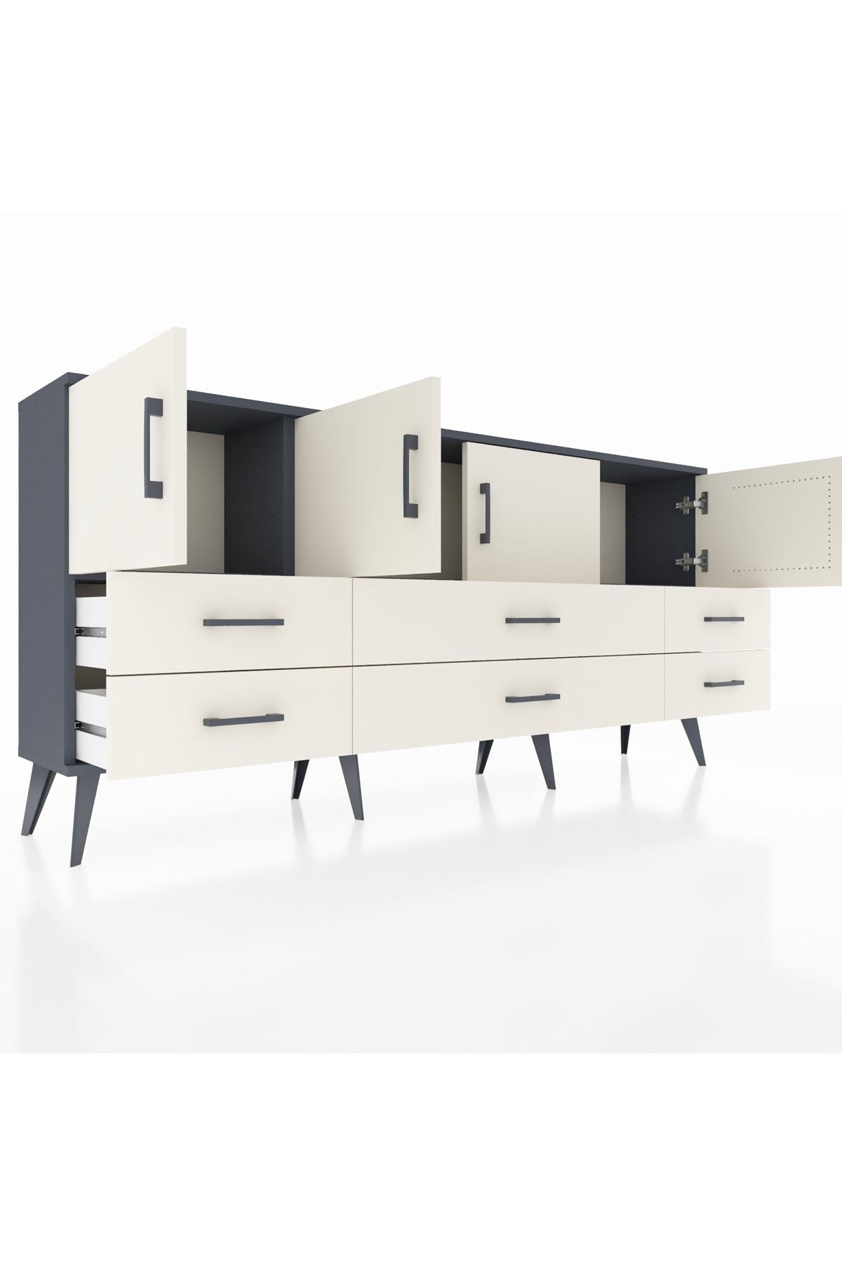 Arges Konsol 3 Raflı 6 Çekmeceli 4 Kapaklı 176x30x83 - S148M004V13A