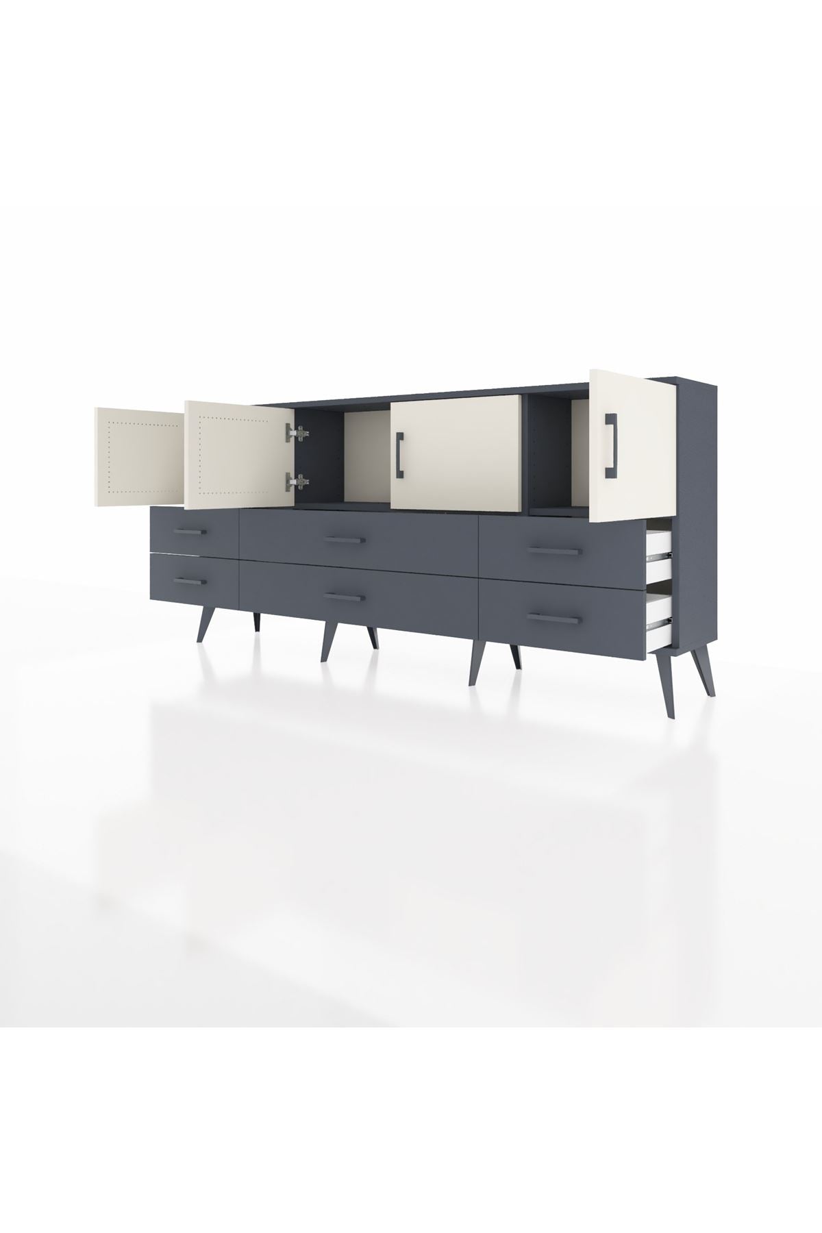 Arges Konsol 3 Raflı 6 Çekmeceli 4 Kapaklı 176x30x83 - S148M004V14A
