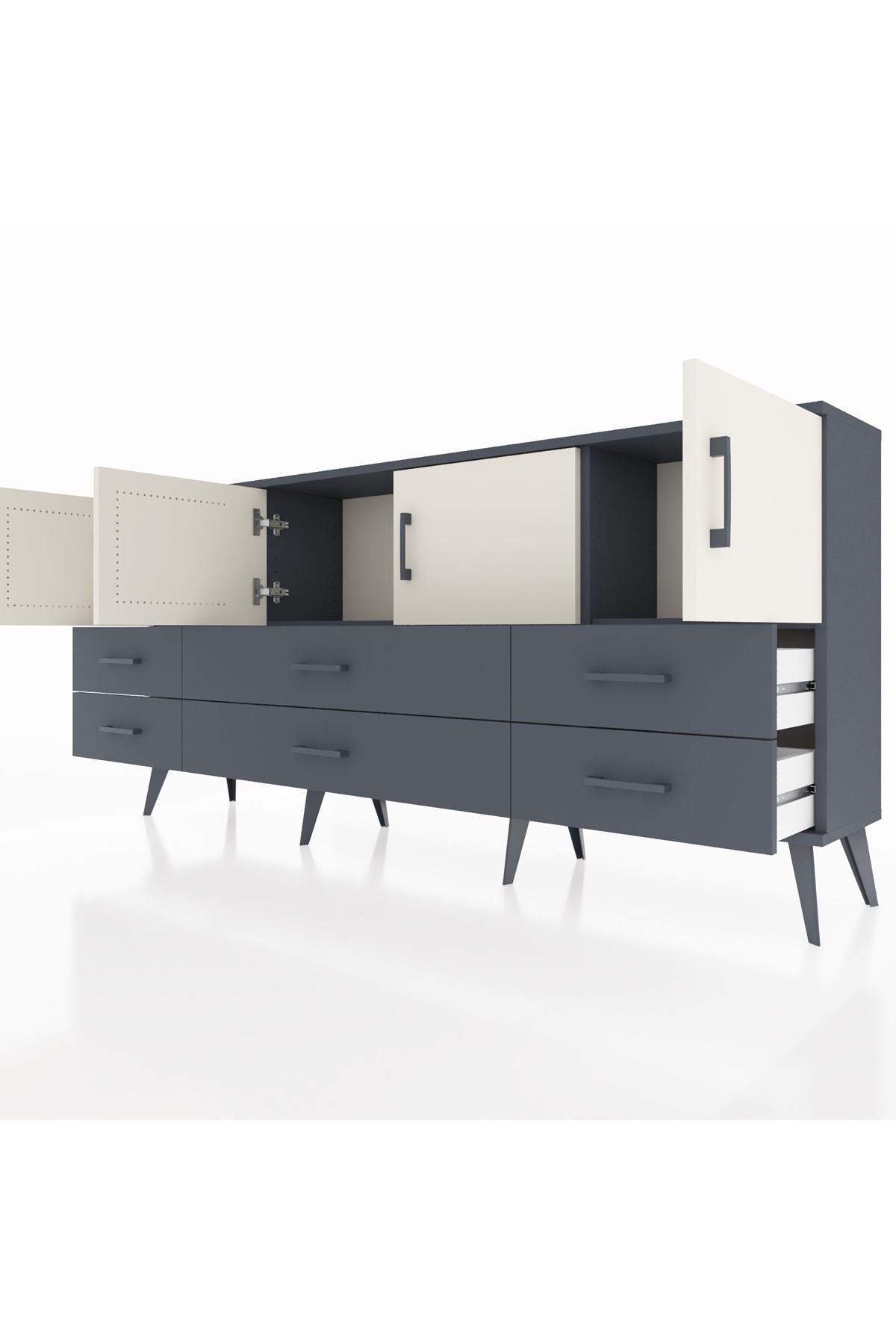 Arges Konsol 3 Raflı 6 Çekmeceli 4 Kapaklı 176x30x83 - S148M004V14A