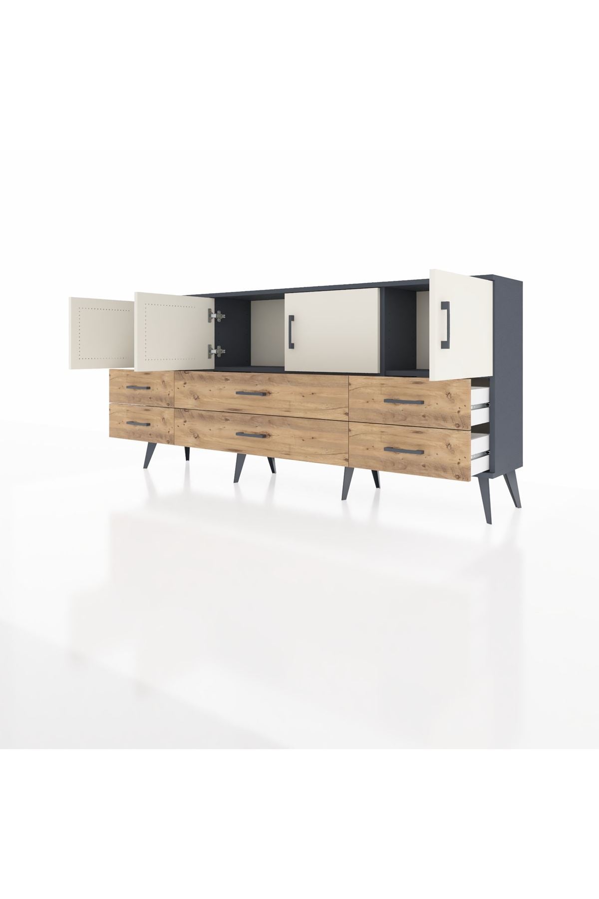Arges Konsol 3 Raflı 6 Çekmeceli 4 Kapaklı 176x30x83 - S148M004V15A
