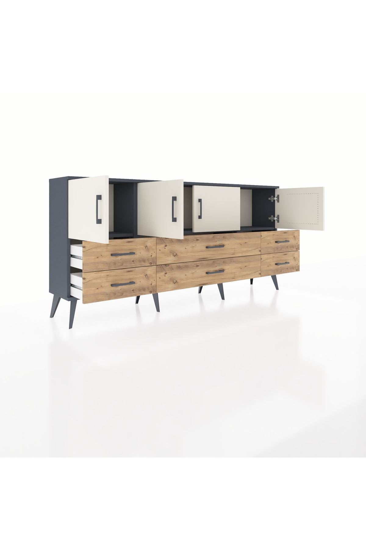 Arges Konsol 3 Raflı 6 Çekmeceli 4 Kapaklı 176x30x83 - S148M004V15A