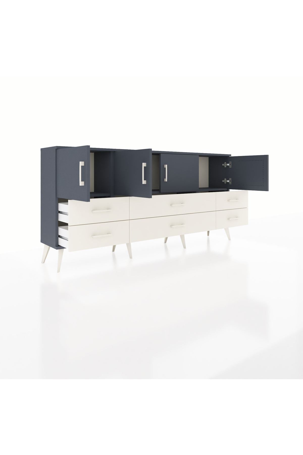 Arges Konsol 3 Raflı 6 Çekmeceli 4 Kapaklı 176x30x83 - S148M004V16A