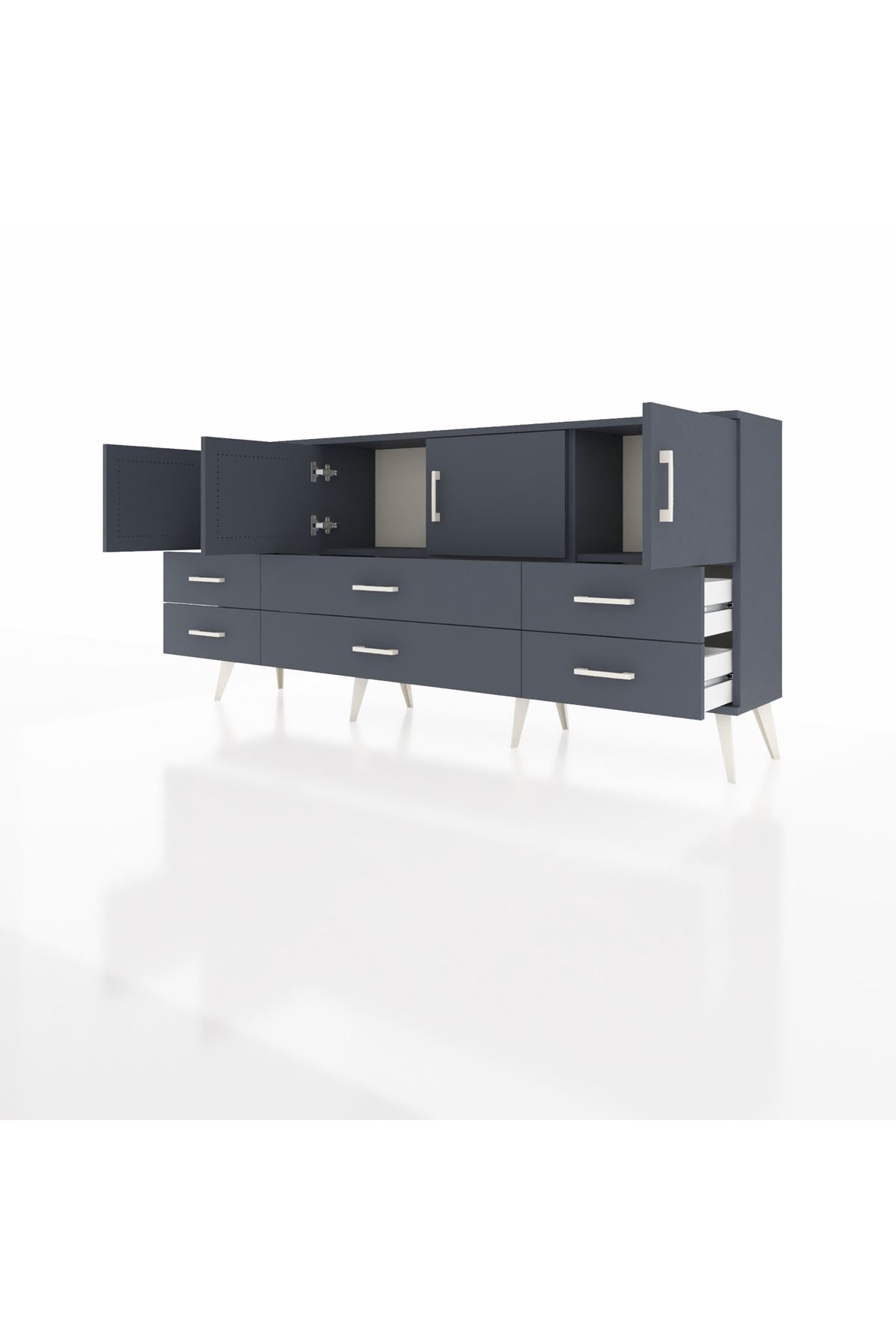 Arges Konsol 3 Raflı 6 Çekmeceli 4 Kapaklı 176x30x83 - S148M004V17A