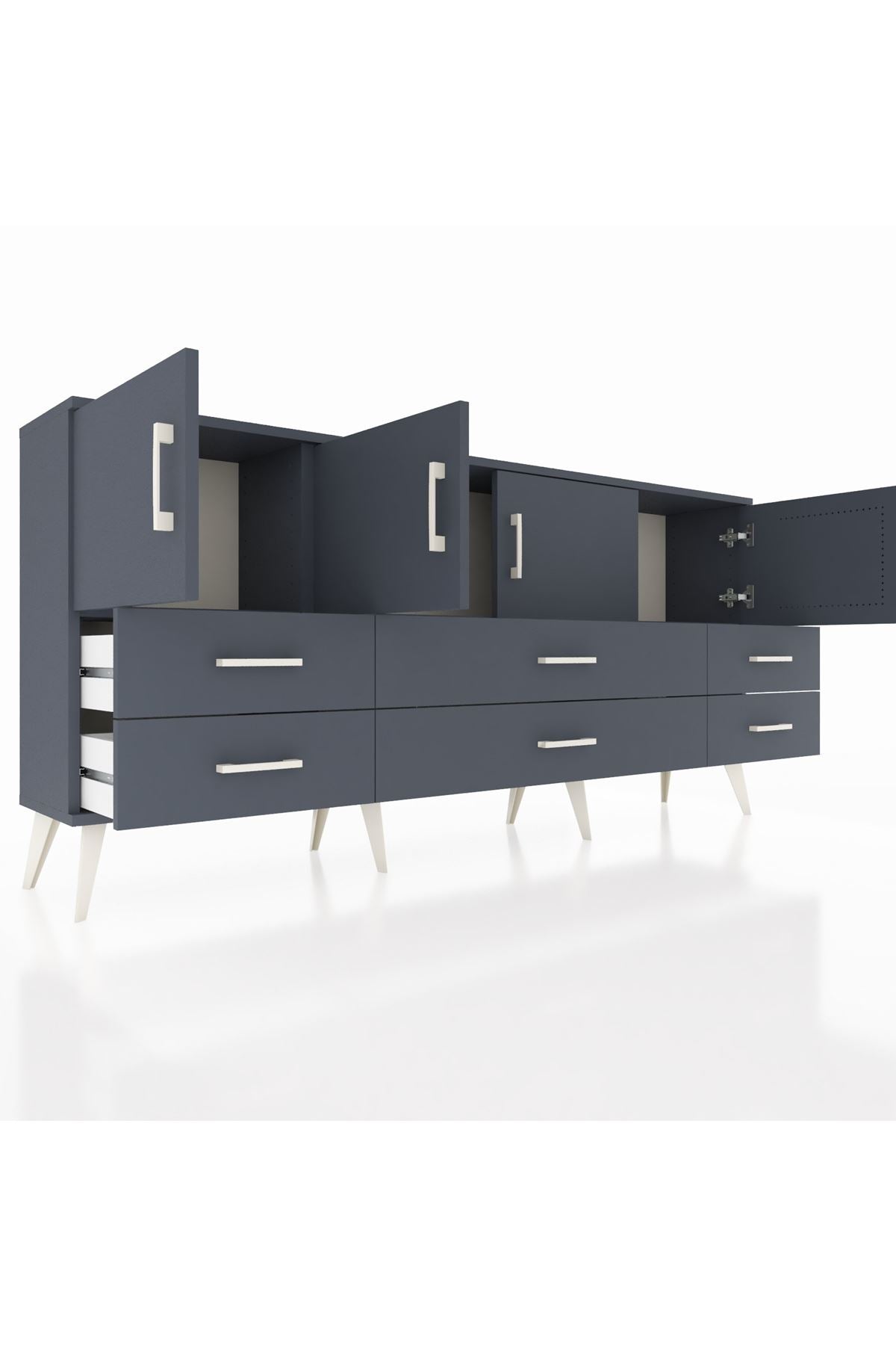 Arges Konsol 3 Raflı 6 Çekmeceli 4 Kapaklı 176x30x83 - S148M004V17A