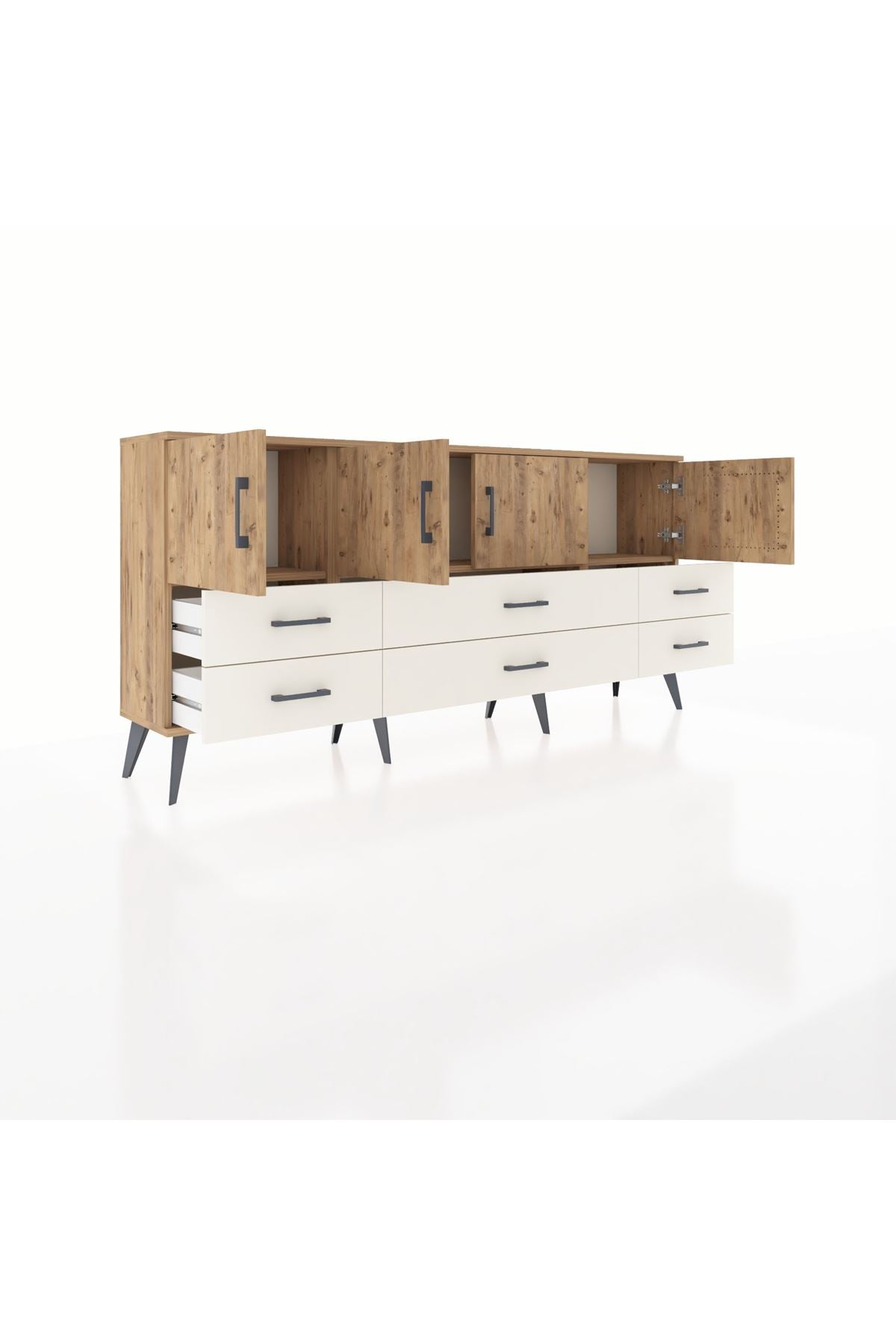 Arges Konsol 3 Raflı 6 Çekmeceli 4 Kapaklı 176x30x83 - S148M004V19A