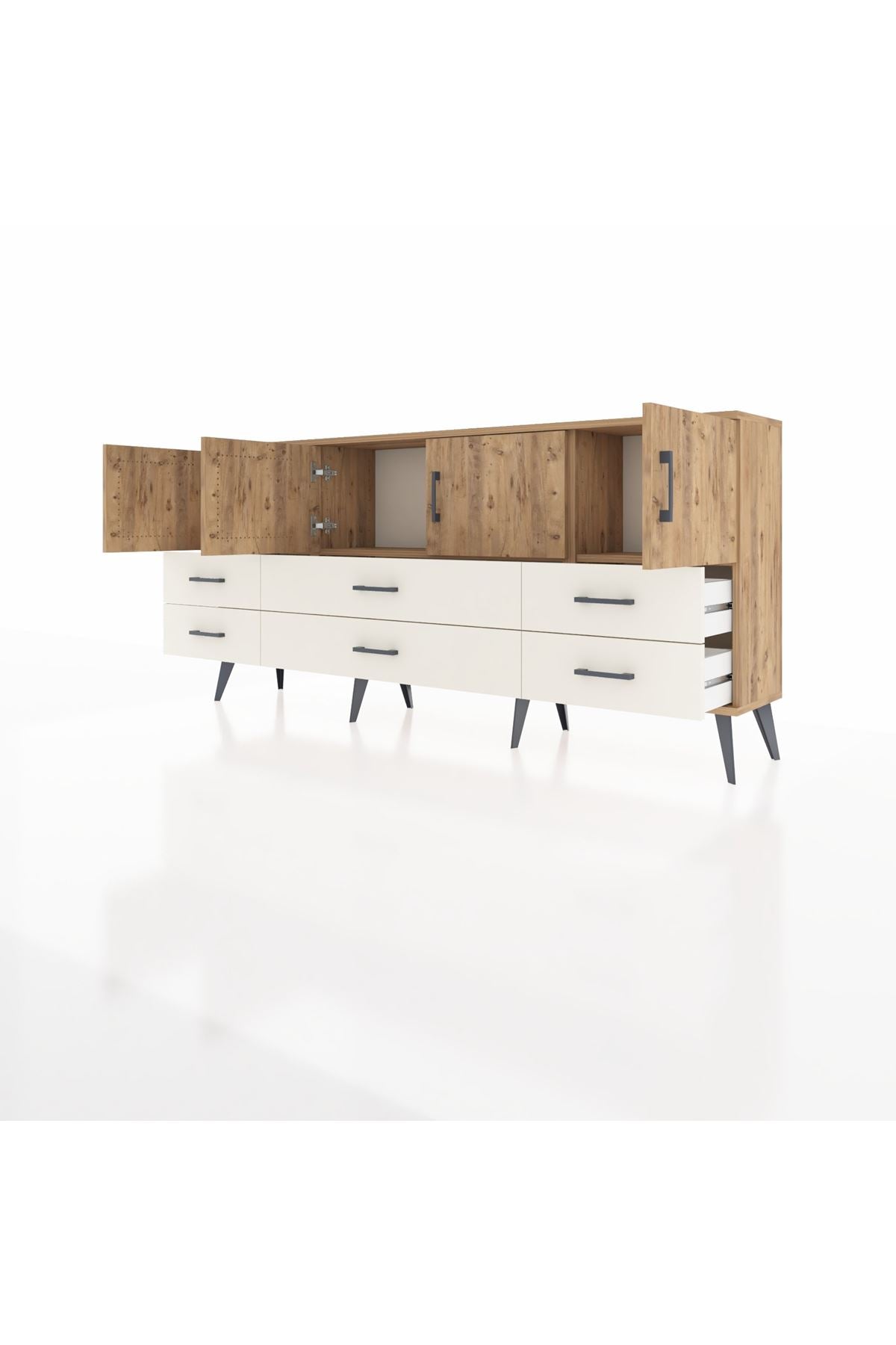 Arges Konsol 3 Raflı 6 Çekmeceli 4 Kapaklı 176x30x83 - S148M004V19A