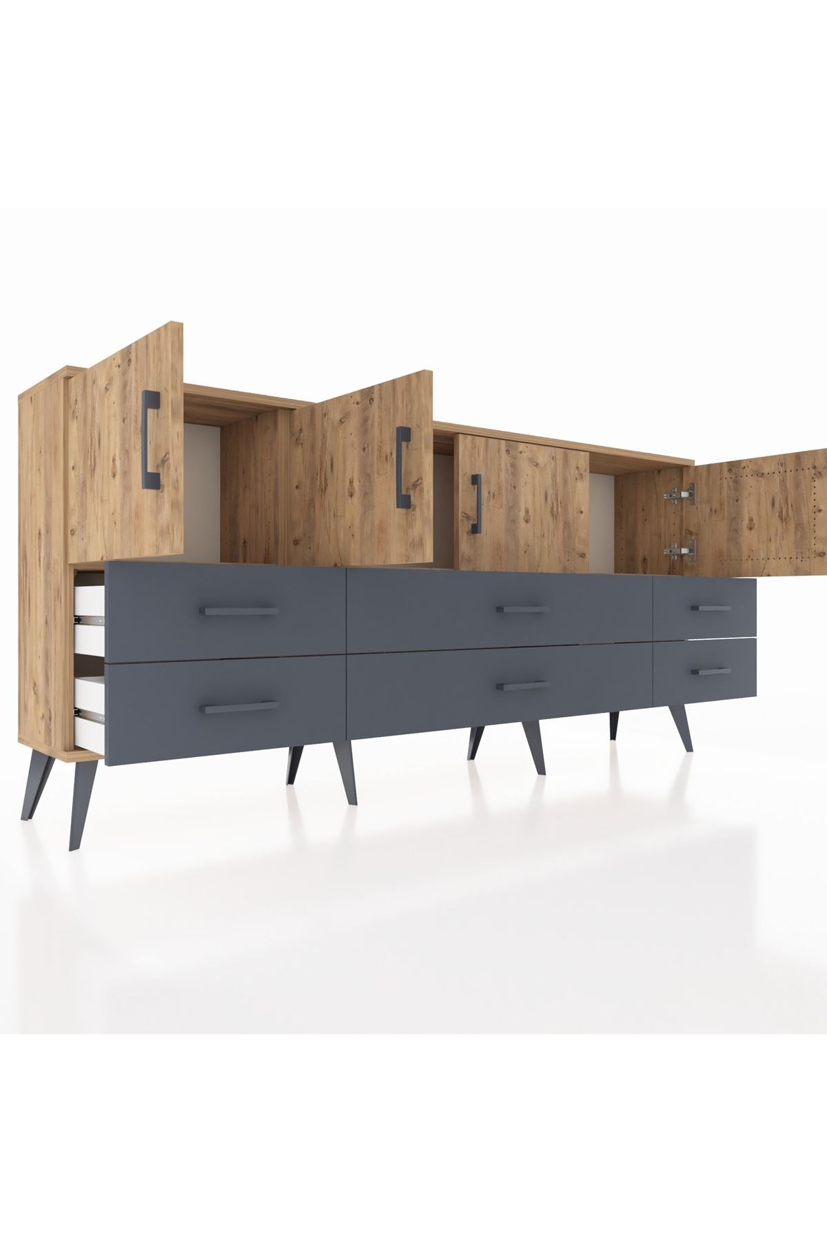 Arges Konsol 3 Raflı 6 Çekmeceli 4 Kapaklı 176x30x83 - S148M004V20A