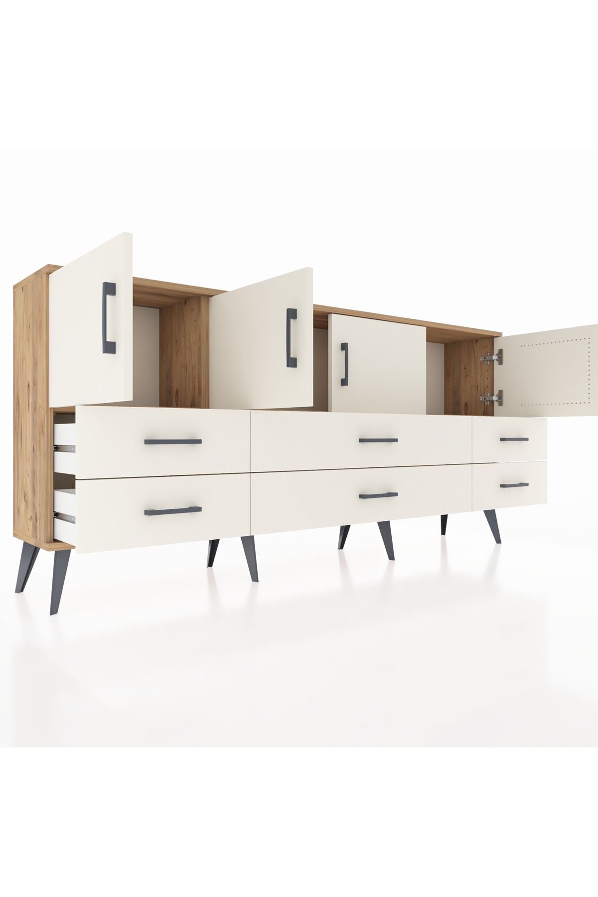 Arges Konsol 3 Raflı 6 Çekmeceli 4 Kapaklı 176x30x83 - S148M004V22A