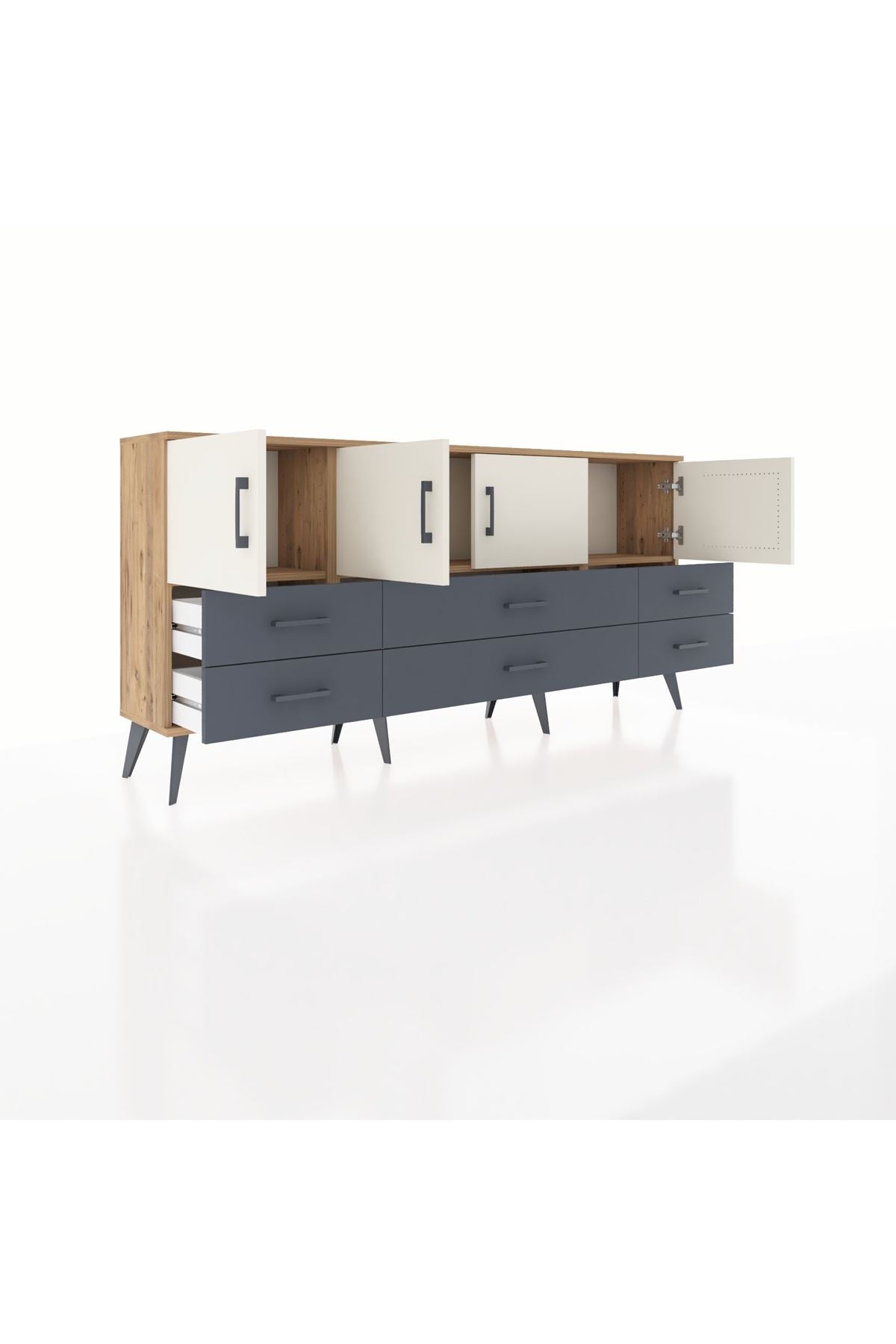 Arges Konsol 3 Raflı 6 Çekmeceli 4 Kapaklı 176x30x83 - S148M004V23A