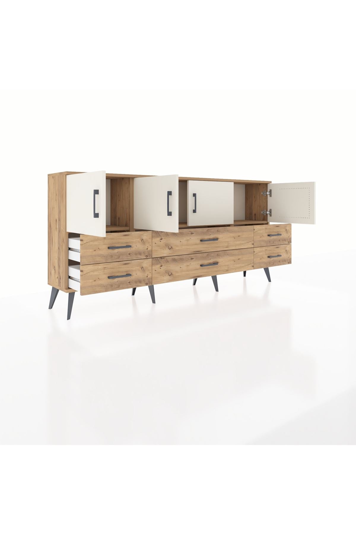 Arges Konsol 3 Raflı 6 Çekmeceli 4 Kapaklı 176x30x83 - S148M004V24A