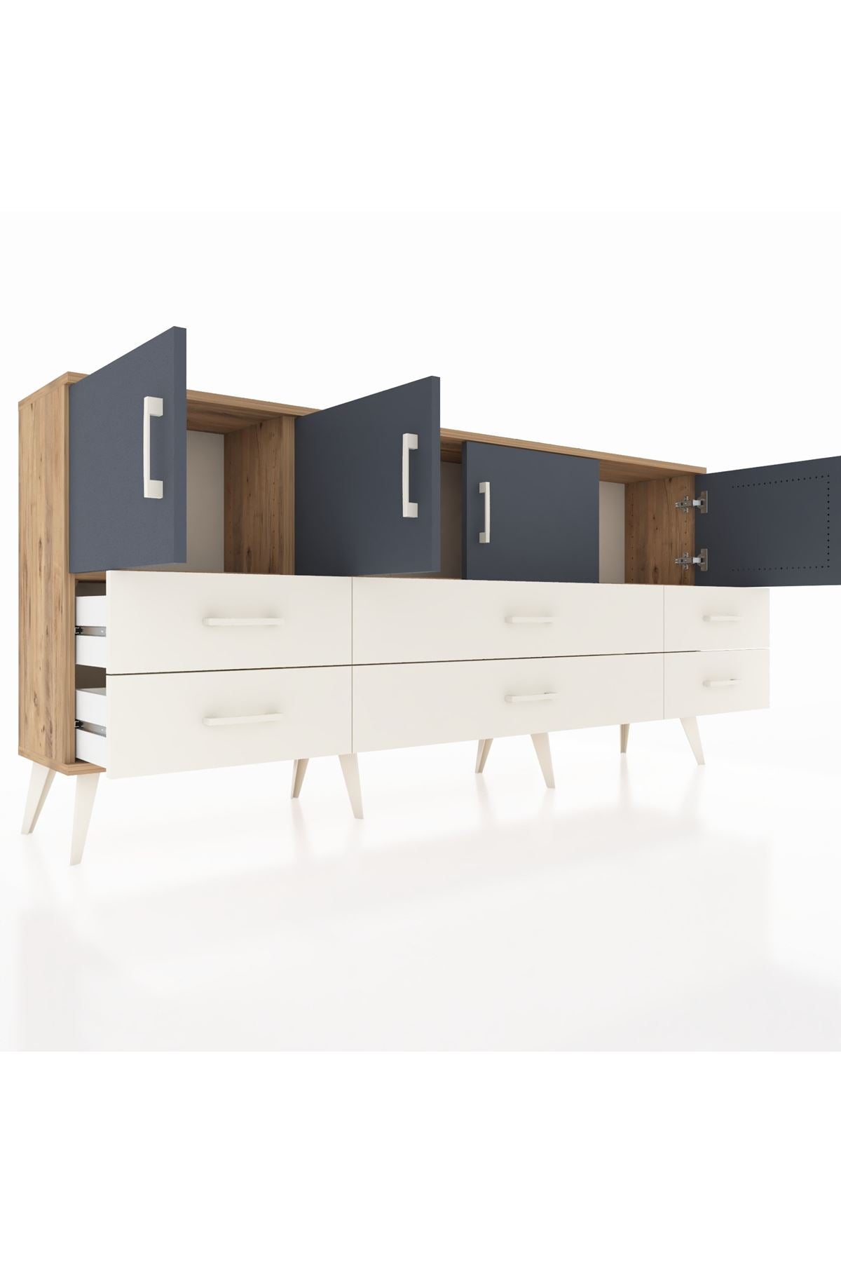 Arges Konsol 3 Raflı 6 Çekmeceli 4 Kapaklı 176x30x83 - S148M004V25A