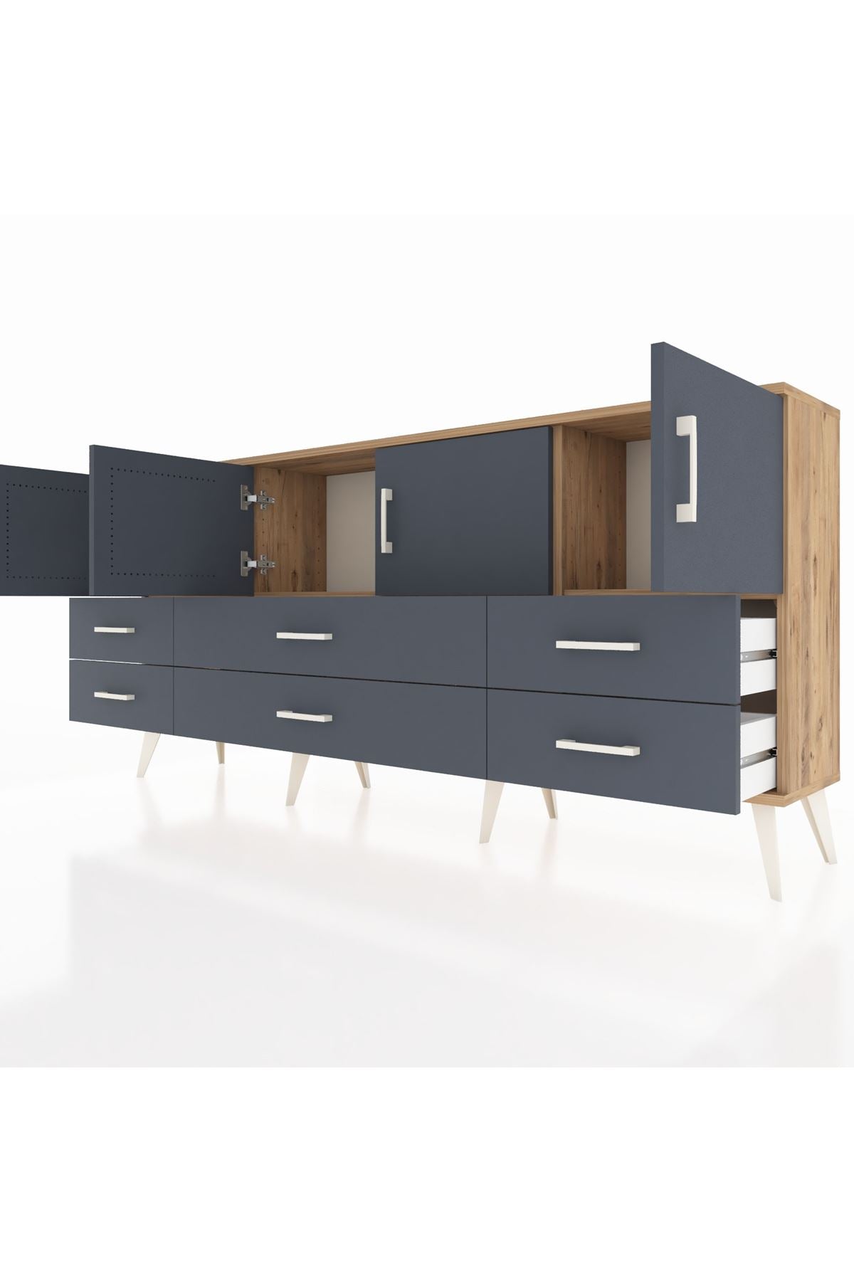 Arges Konsol 3 Raflı 6 Çekmeceli 4 Kapaklı 176x30x83 - S148M004V26A