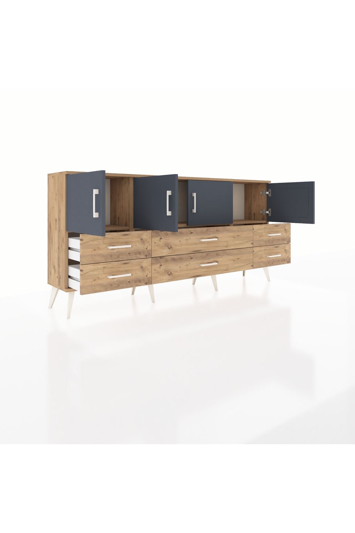 Arges Konsol 3 Raflı 6 Çekmeceli 4 Kapaklı 176x30x83 - S148M004V27A