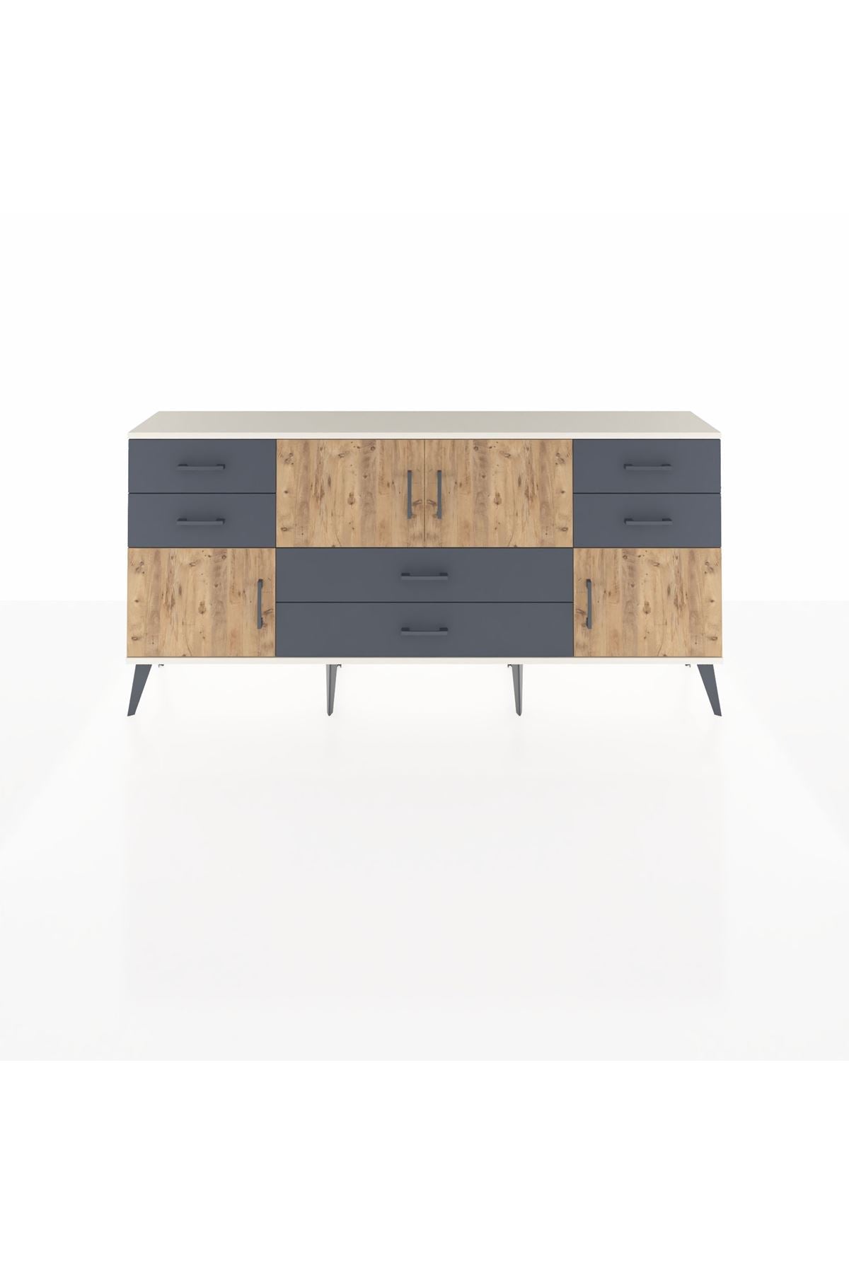 Arges Konsol Tek Raflı 6 Çekmeceli 4 Kapaklı 176x30x83 - S148M005V02A