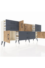 Arges Konsol Tek Raflı 6 Çekmeceli 4 Kapaklı 176x30x83 - S148M005V02A