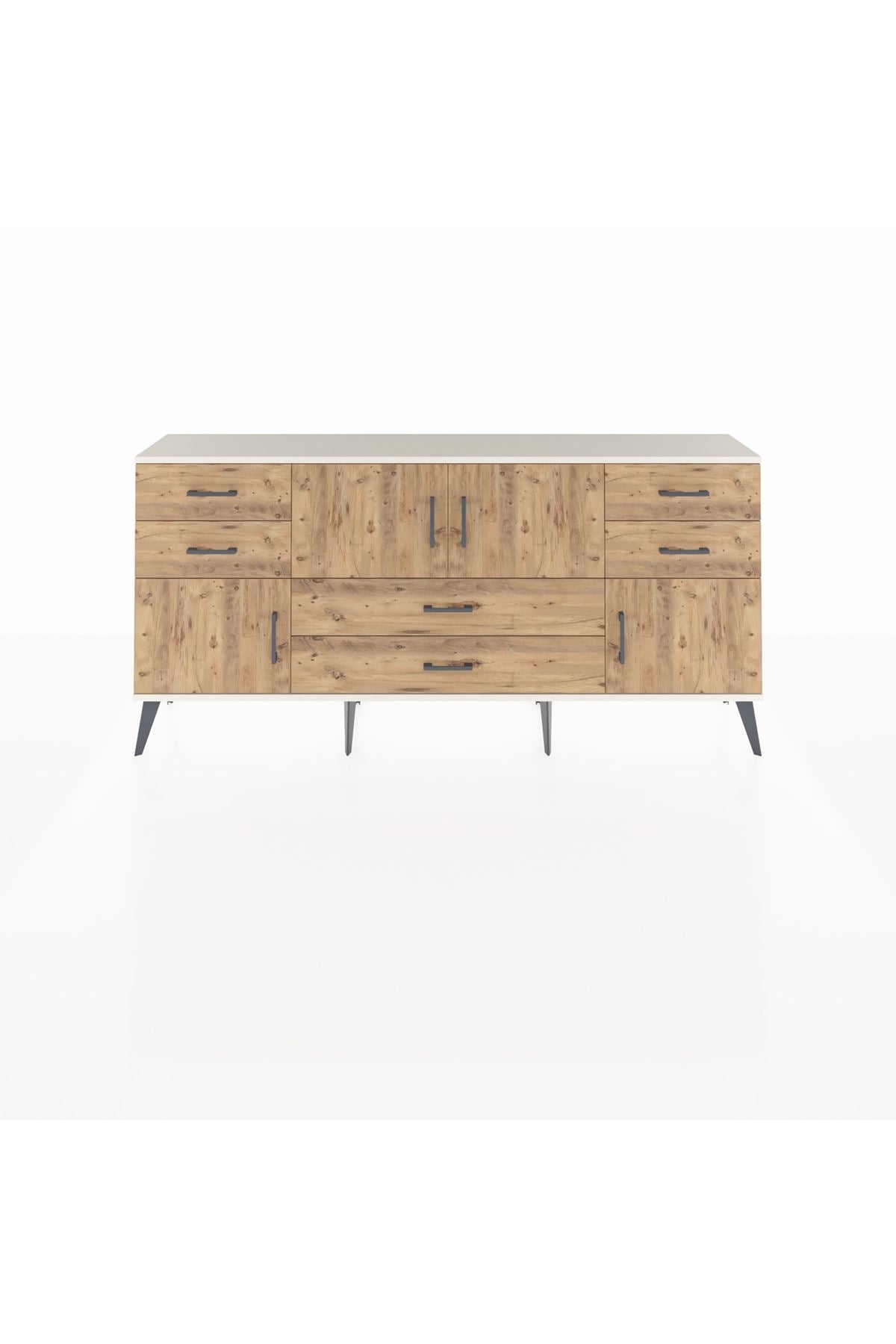 Arges Konsol Tek Raflı 6 Çekmeceli 4 Kapaklı 176x30x83 - S148M005V03A