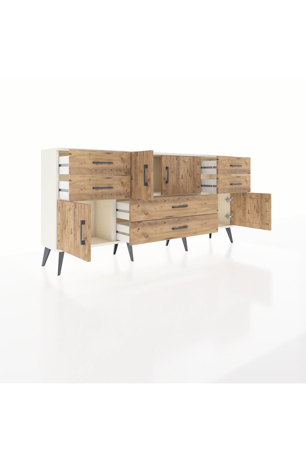 Arges Konsol Tek Raflı 6 Çekmeceli 4 Kapaklı 176x30x83 - S148M005V03A