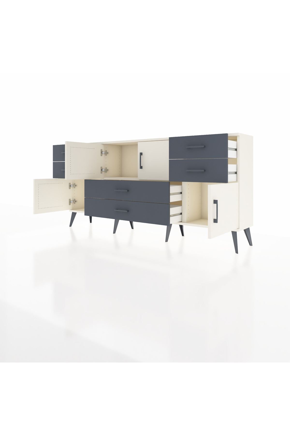 Arges Konsol Tek Raflı 6 Çekmeceli 4 Kapaklı 176x30x83 - S148M005V05A