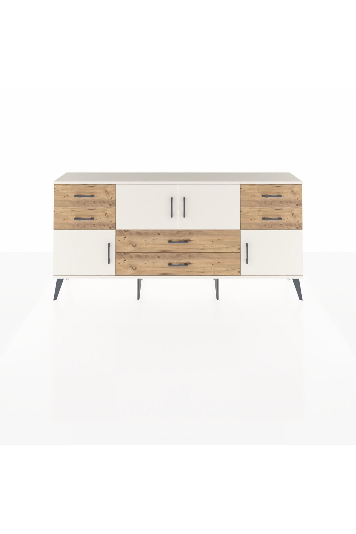 Arges Konsol Tek Raflı 6 Çekmeceli 4 Kapaklı 176x30x83 - S148M005V06A