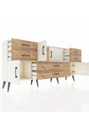 Arges Konsol Tek Raflı 6 Çekmeceli 4 Kapaklı 176x30x83 - S148M005V06A
